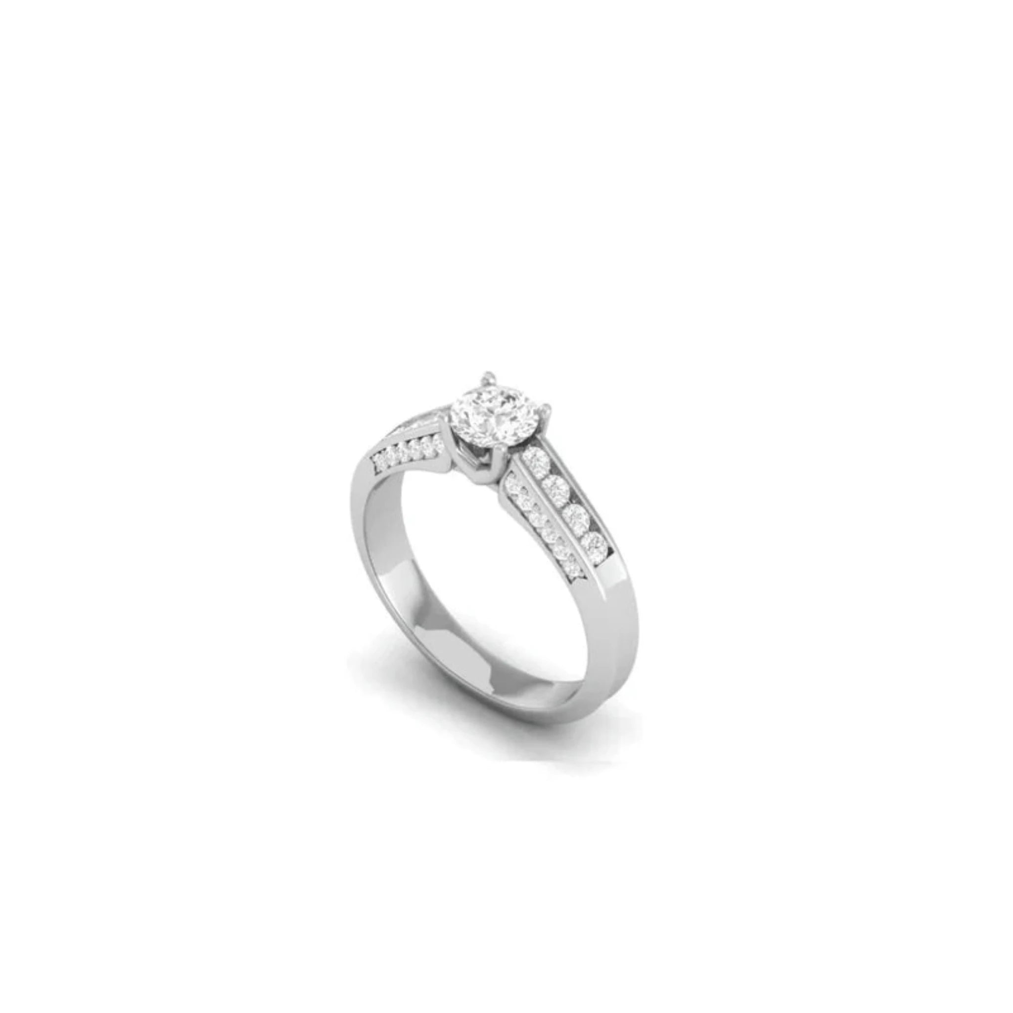 White Gold Adjustable Silver Multi-Diamond Side Stone Embellishments Ring For Woman