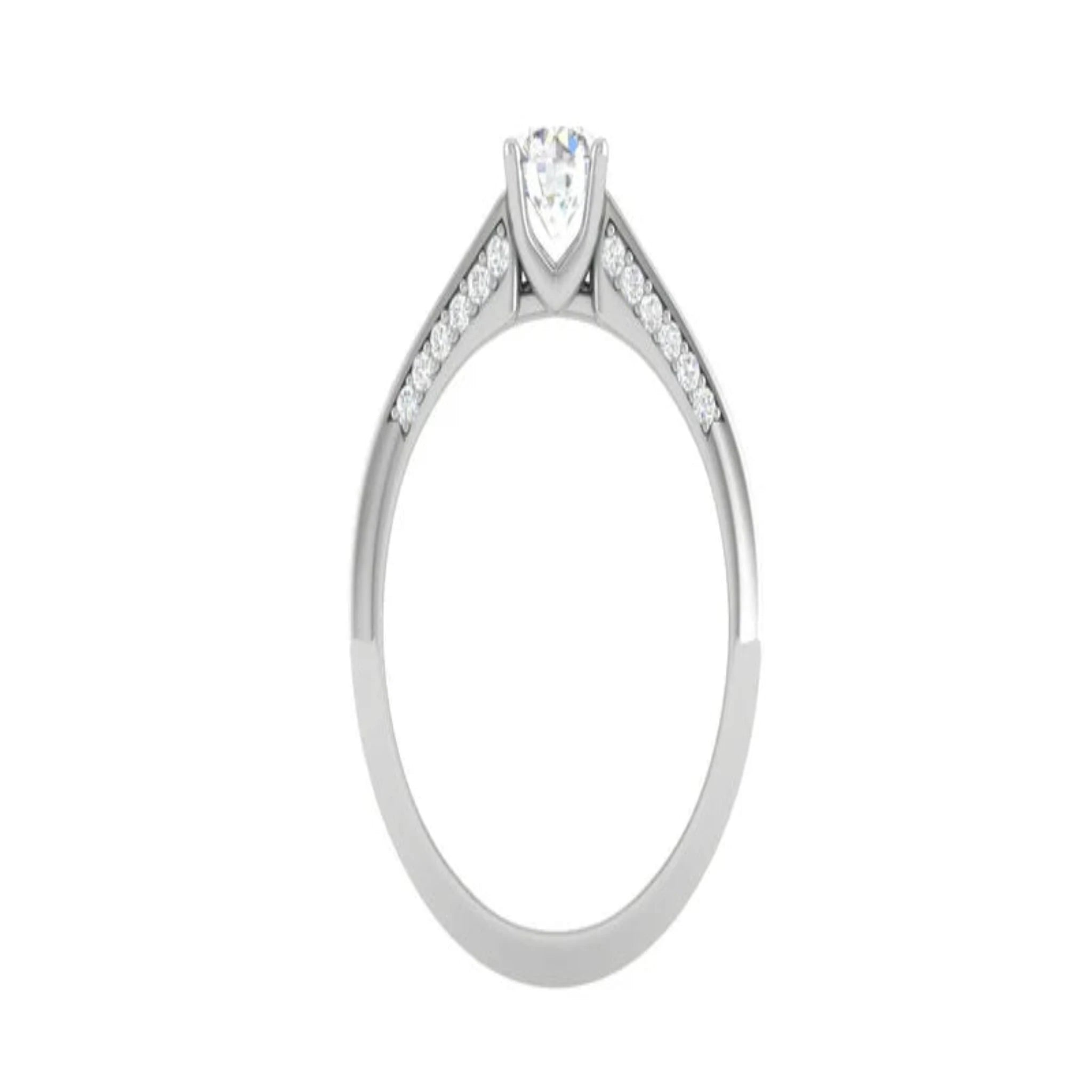 White Gold Adjustable Silver Multi-Diamond Side Stone Embellishments Ring For Woman
