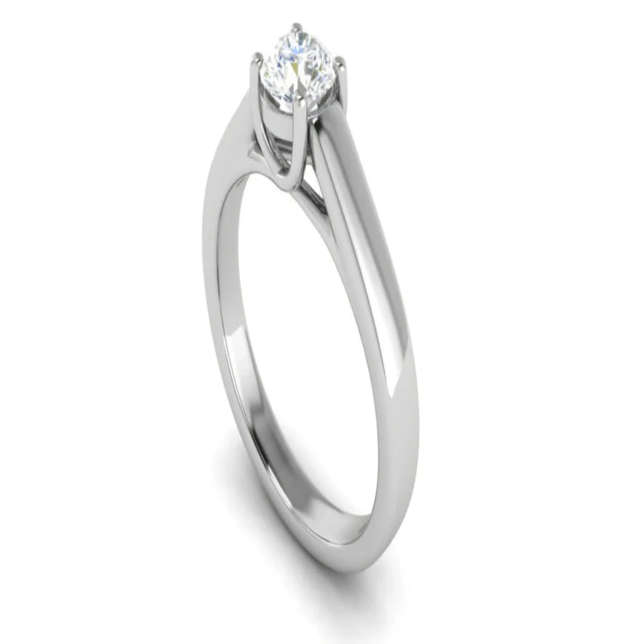 White Gold Adjustable Silver Solitaire Round Brilliant Diamond Engagement Ring For Woman