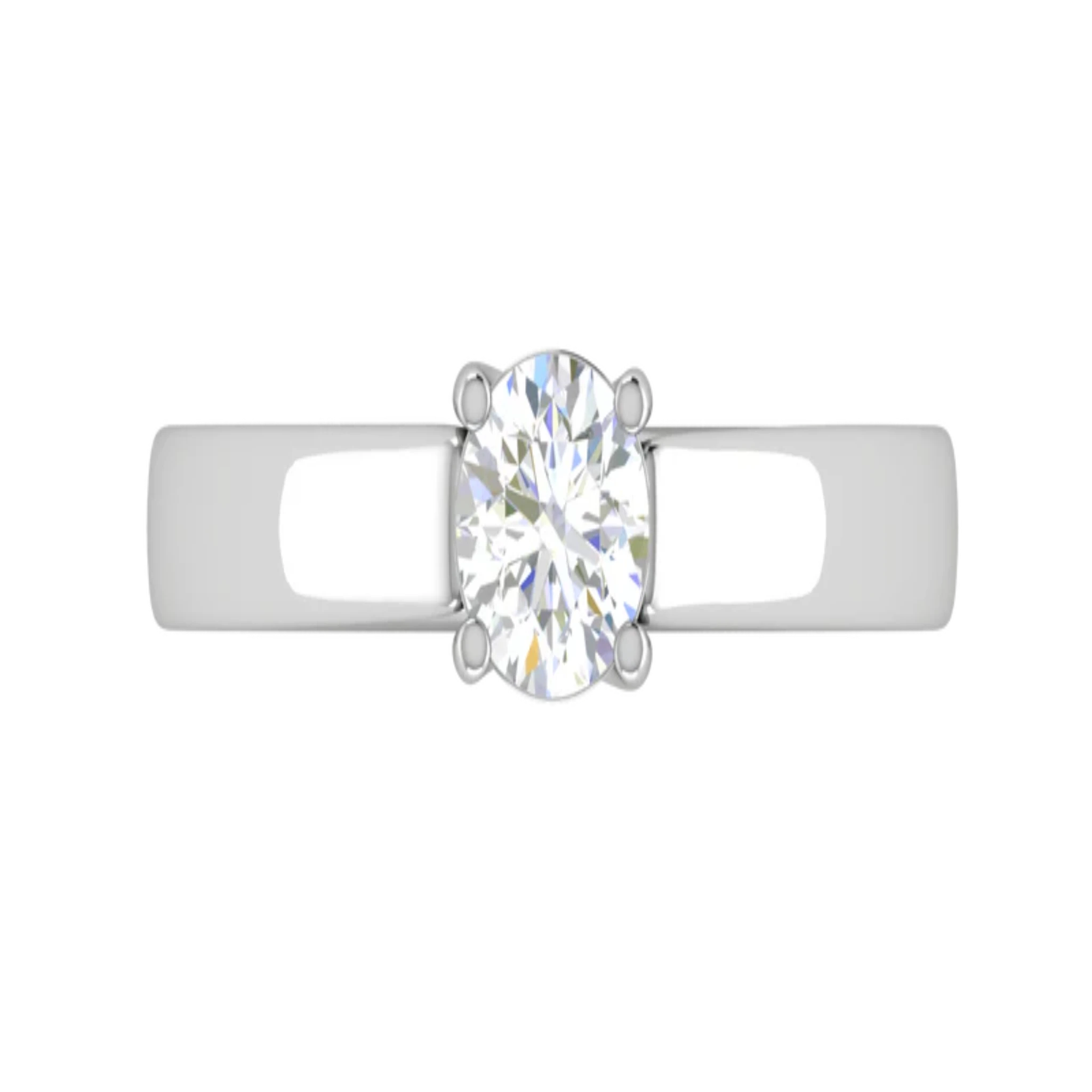 White Gold Adjustable Silver Solitaire Round Brilliant Diamond Engagement Ring For Woman