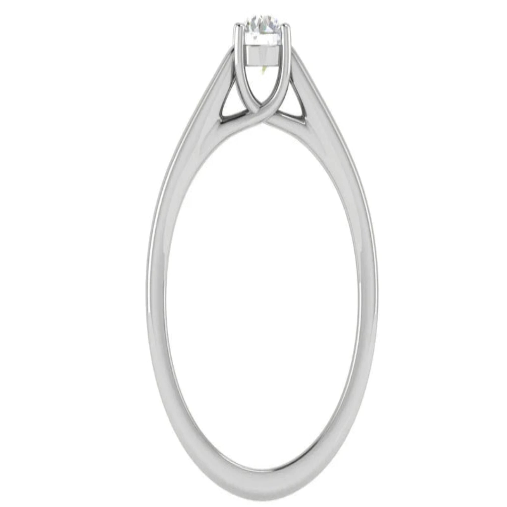 White Gold Adjustable Silver Solitaire Round Brilliant Diamond Engagement Ring For Woman