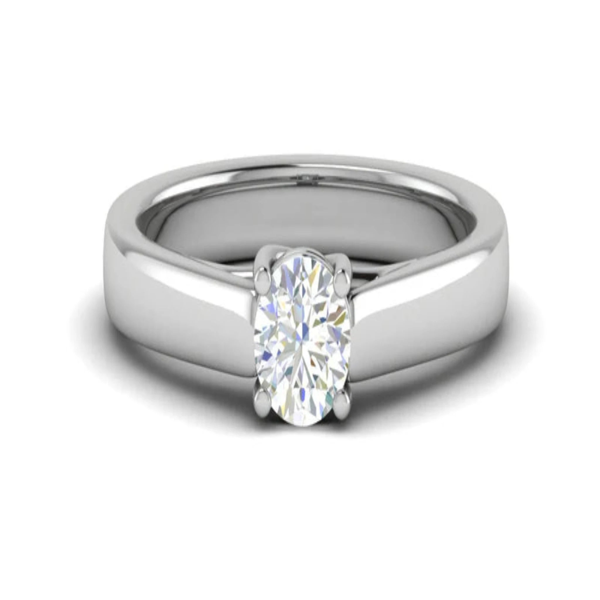 White Gold Adjustable Silver Solitaire Round Brilliant Diamond Engagement Ring For Woman