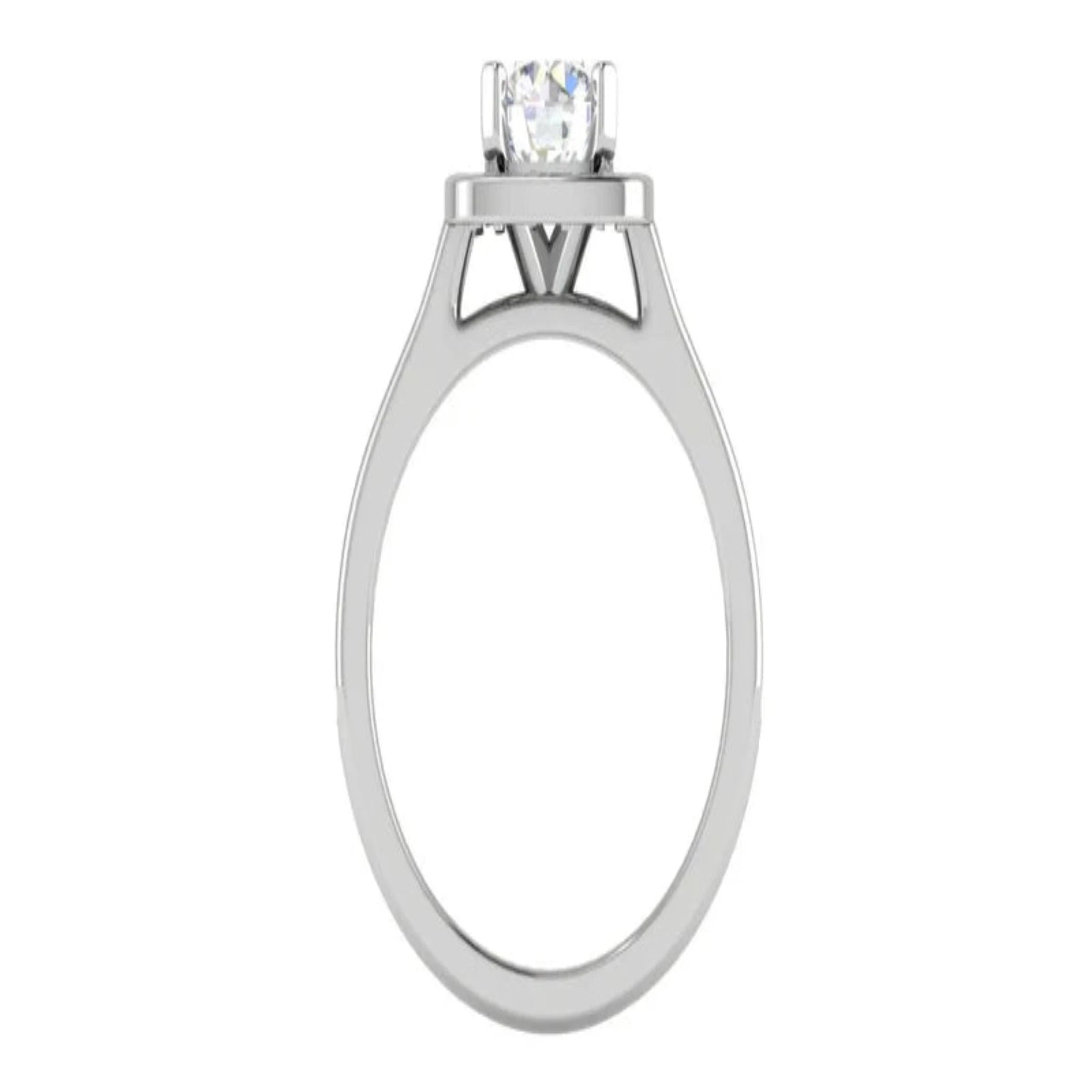 White Gold Adjustable Silver Timeless Round Halo Pave Accent Bridal Ring For Woman
