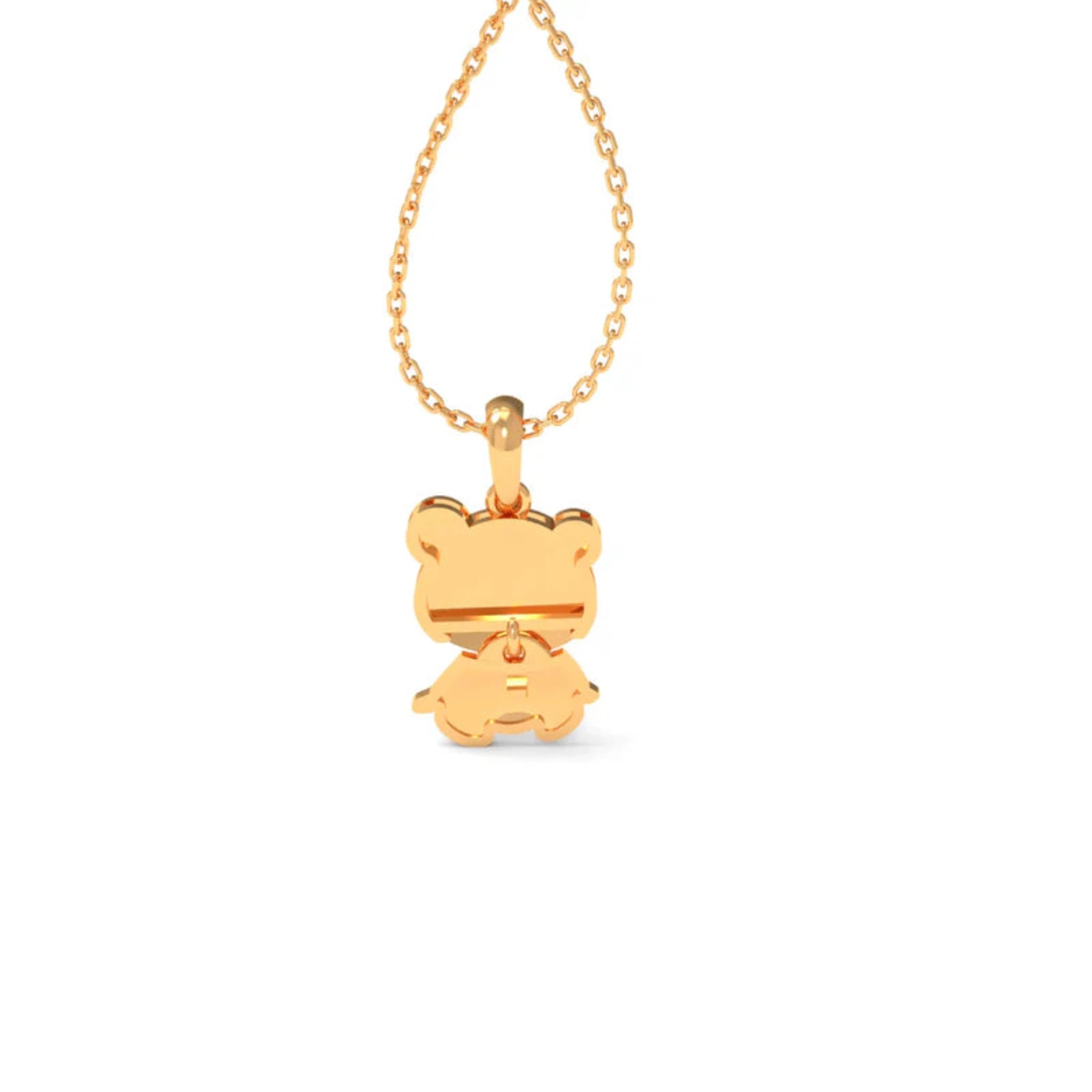 Petite Animal Charm Silver Yellow Gold Adorable Bear Buddy Pendant for Kids