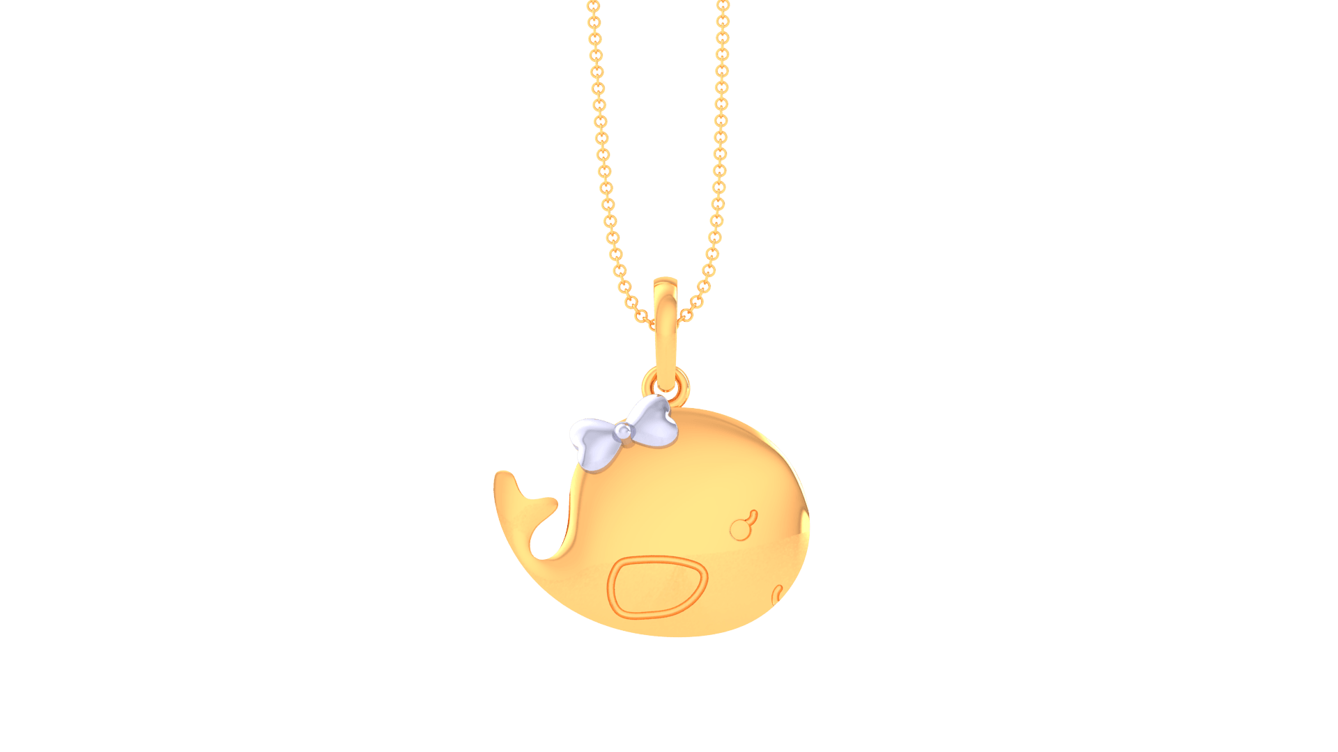 Cute Whale Yellow Gold Silver Sea-Inspired Pendant For Kids