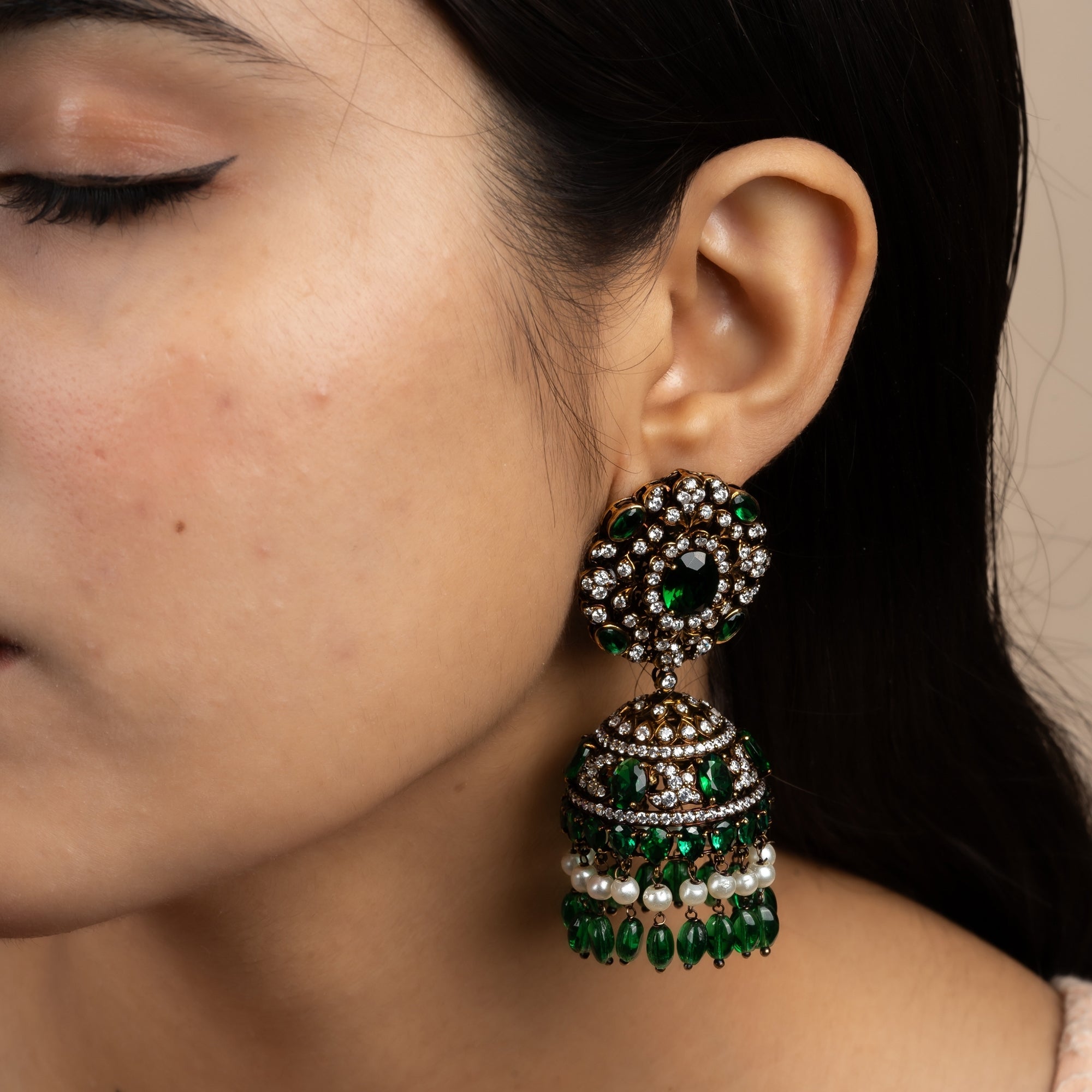 Royal Antique Gold Jhumka Earrings