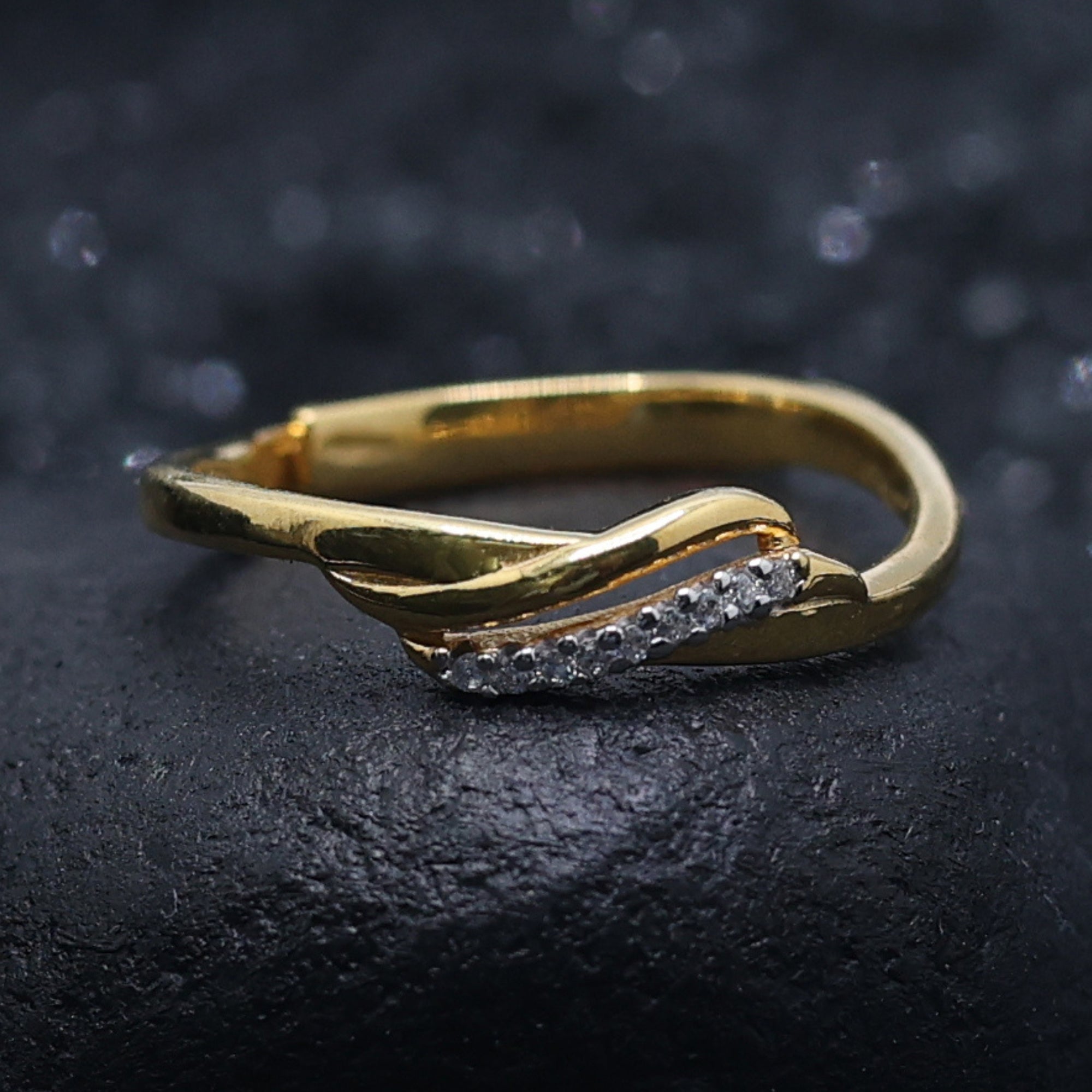 Gold Plated Wave Diamond Ring