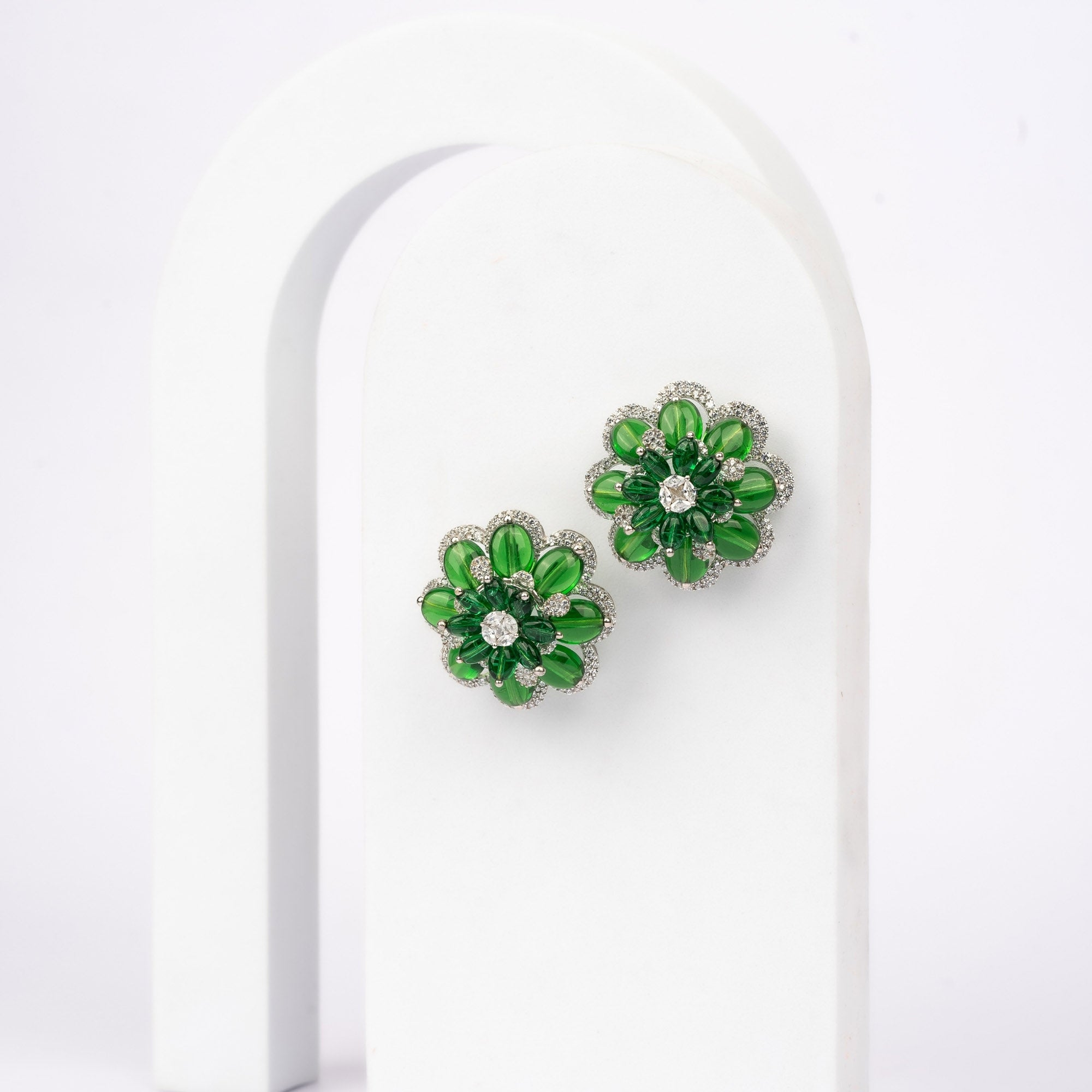 Radiant Green Flower Earring