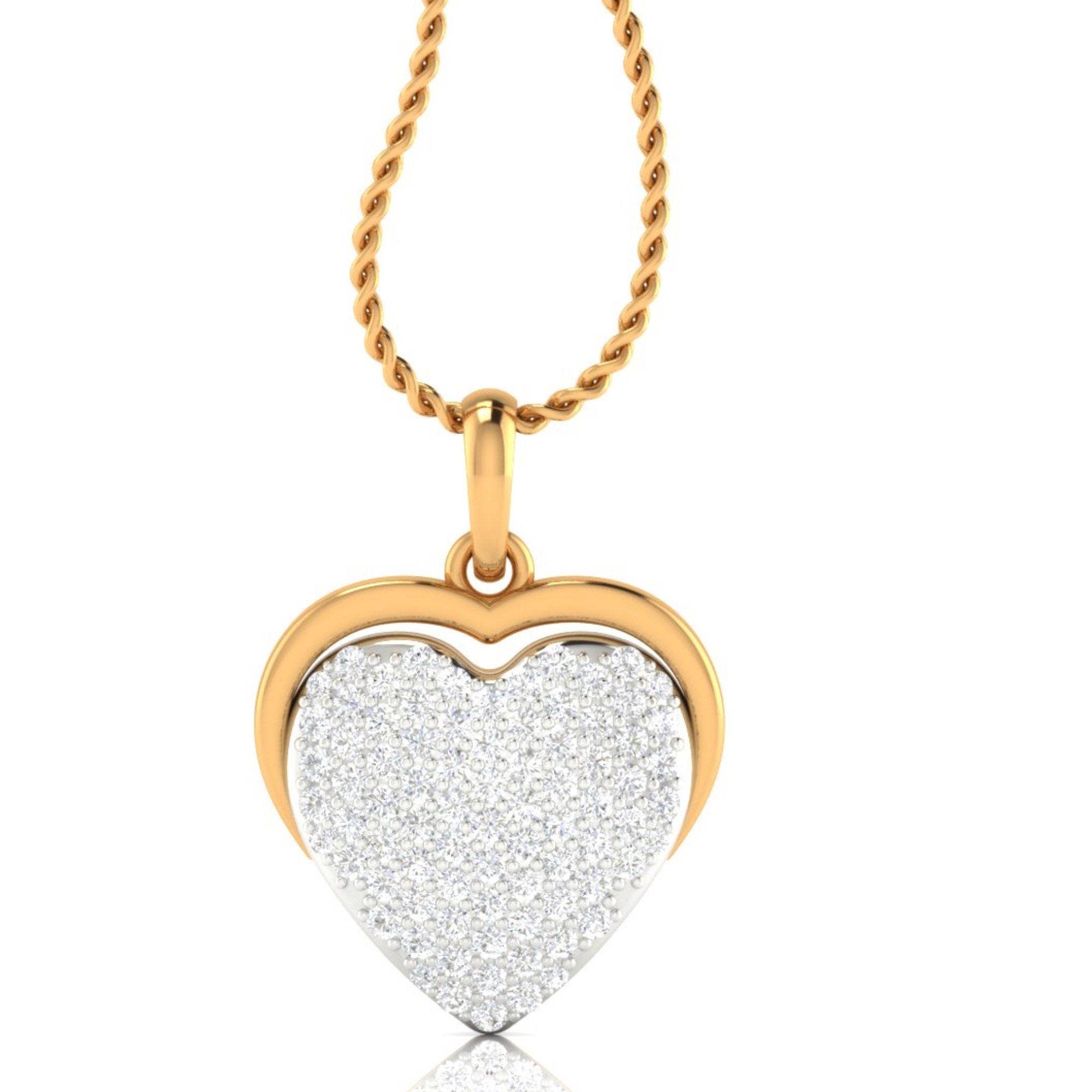 Gold Plated Heart Diamond Pendant