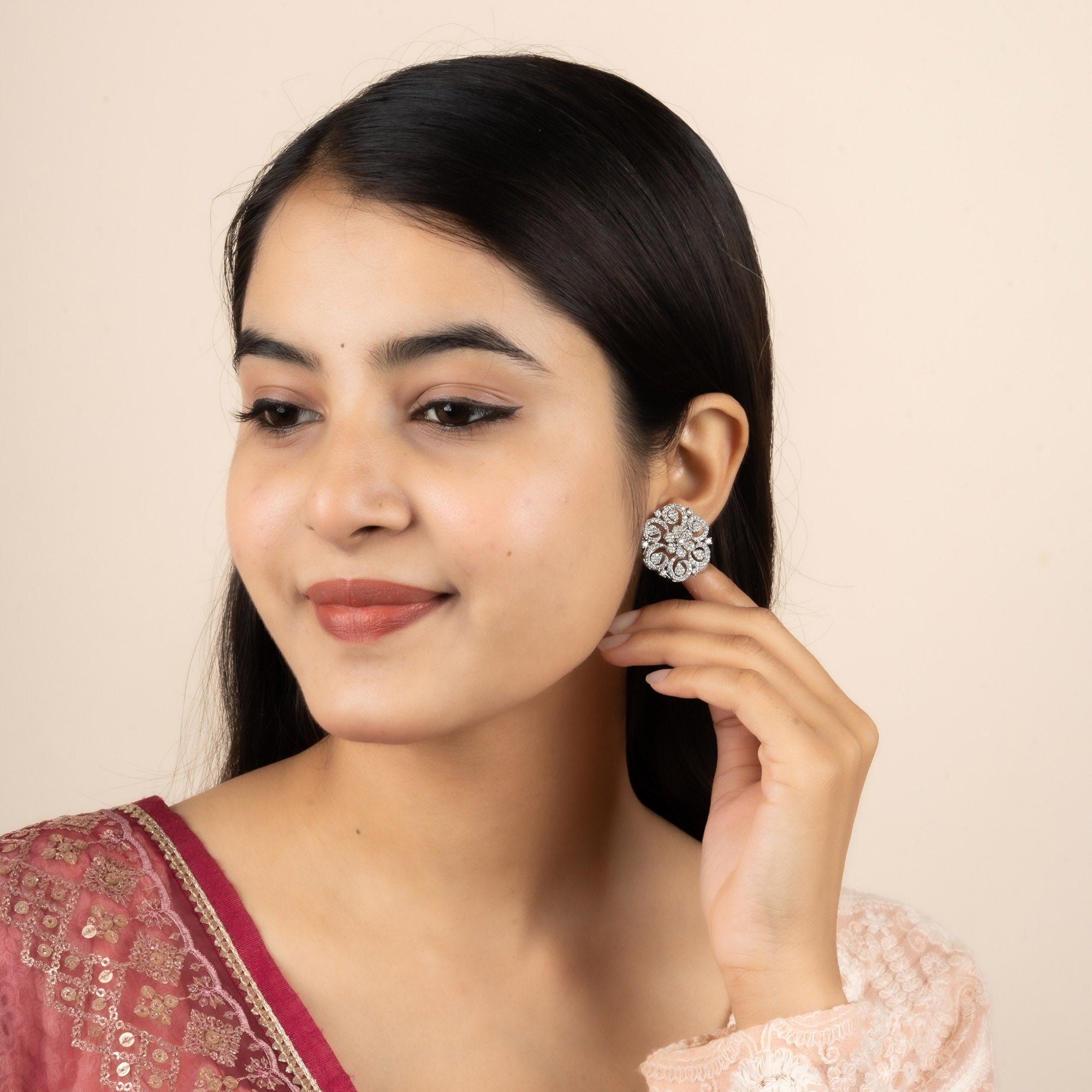 Royal Bloom Floral Stud Earrings