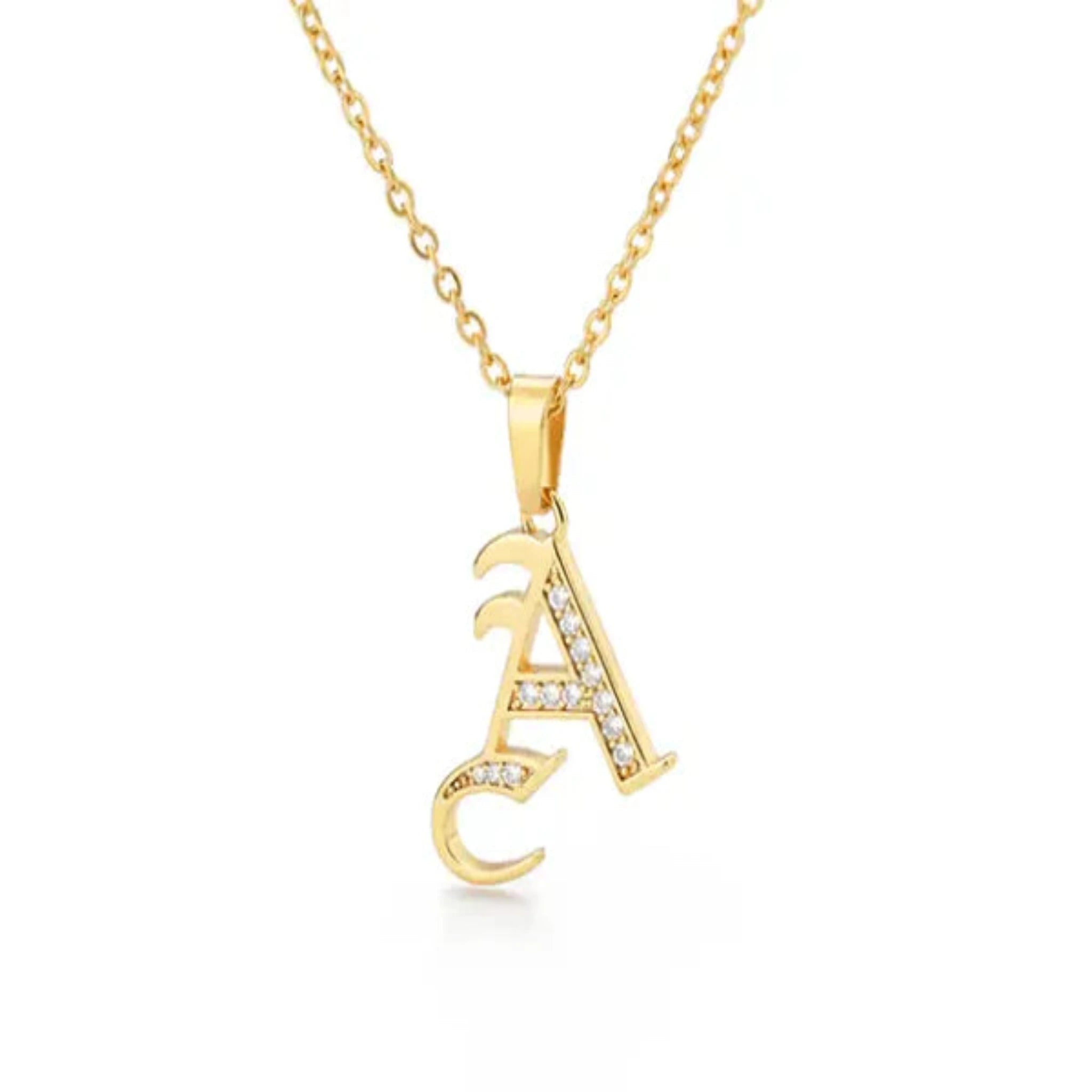 Yellow Gold Adjustable Silver Font Letter Pendant For Woman