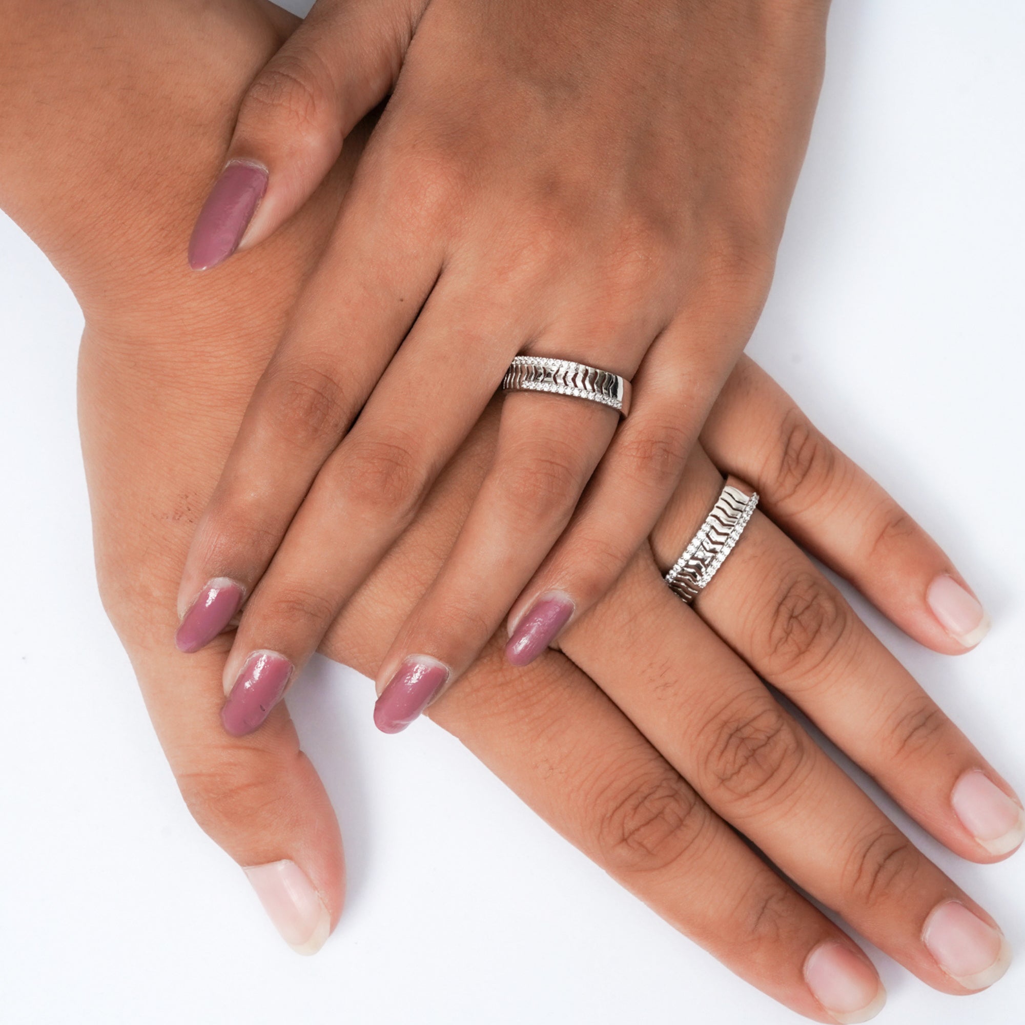 Modern Diamond Studded Couple Band