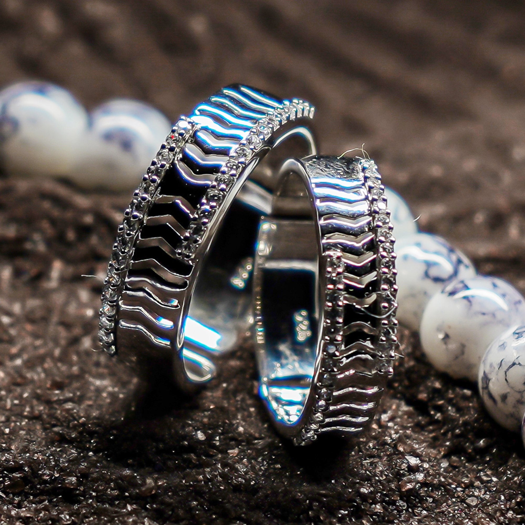 Modern Diamond Studded Couple Band