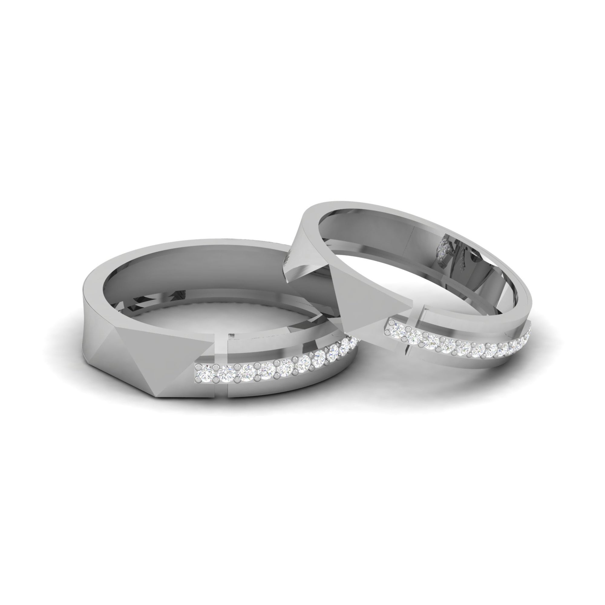 Sterling Silver Couple Band Ring Set
