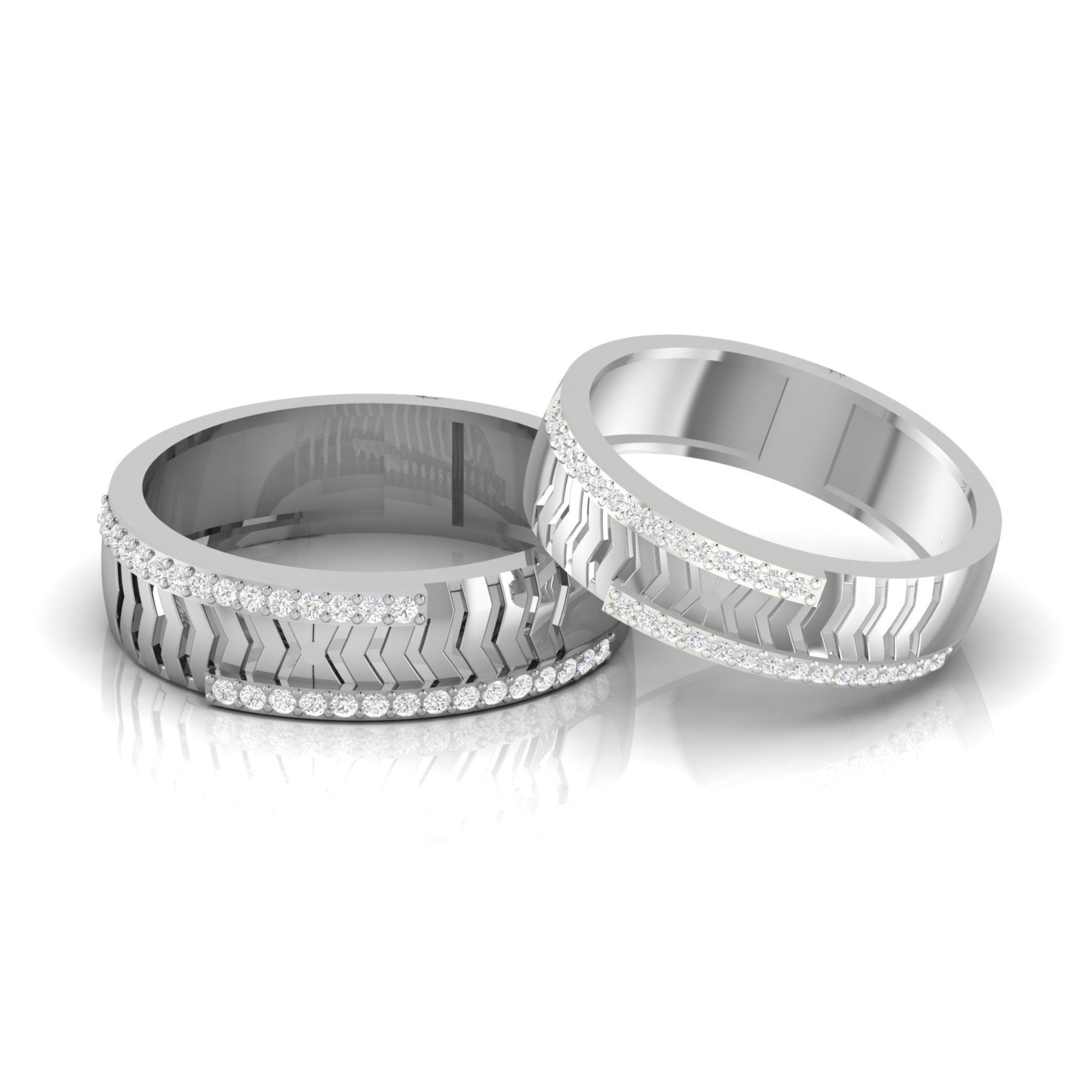 Modern Diamond Studded Couple Band