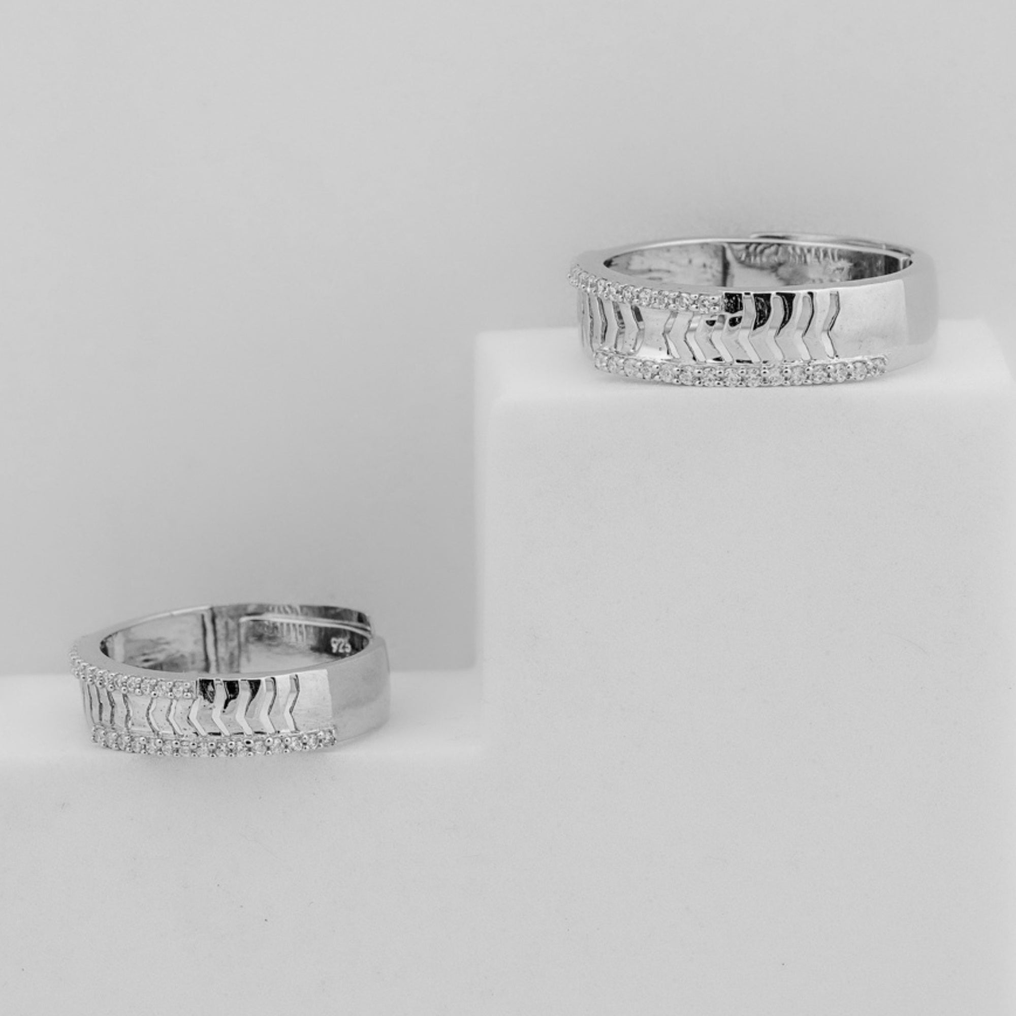 Modern Diamond Studded Couple Band