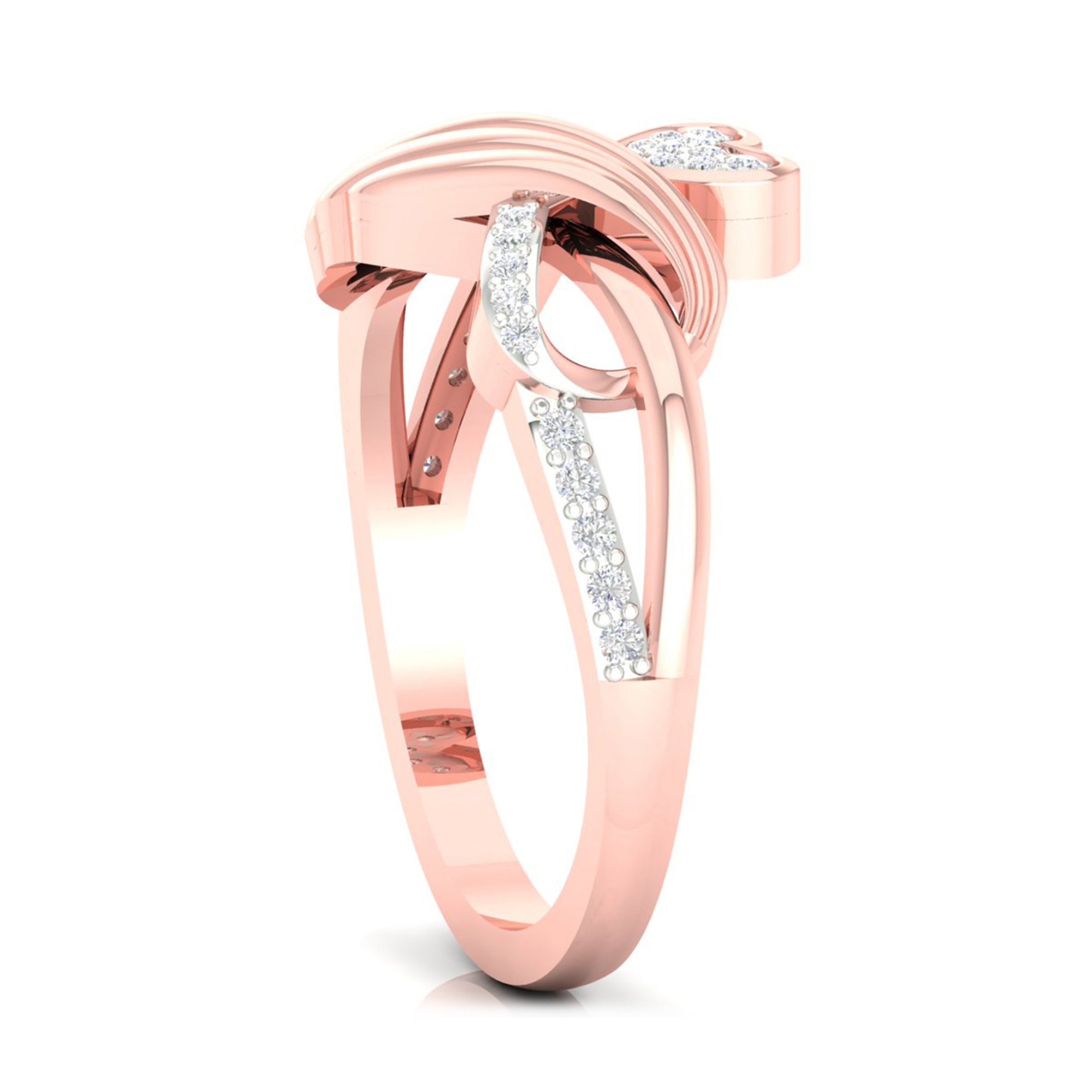 Diamond Studded Crossover Heart Ring