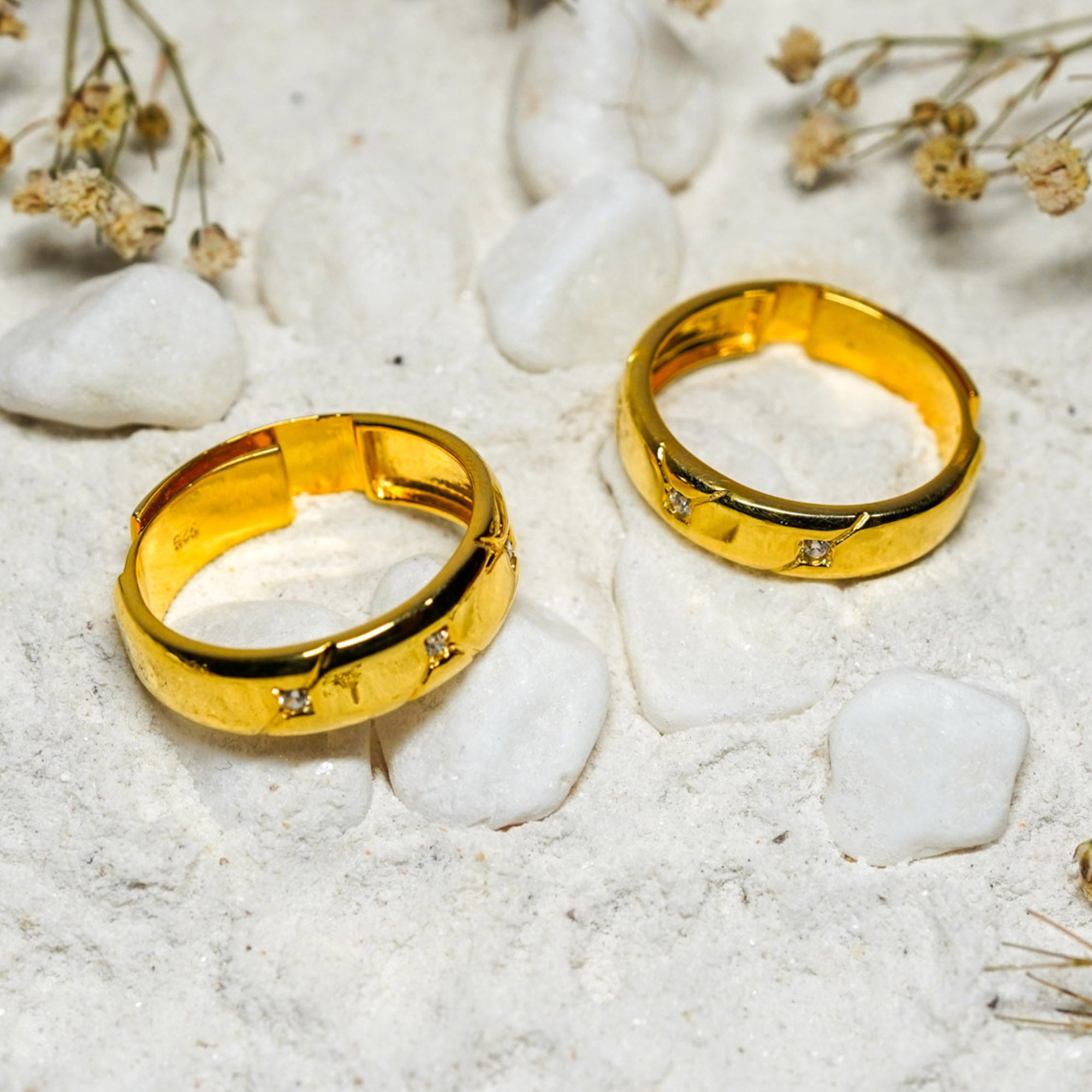 Elegant Matching Couple Diamond Bands