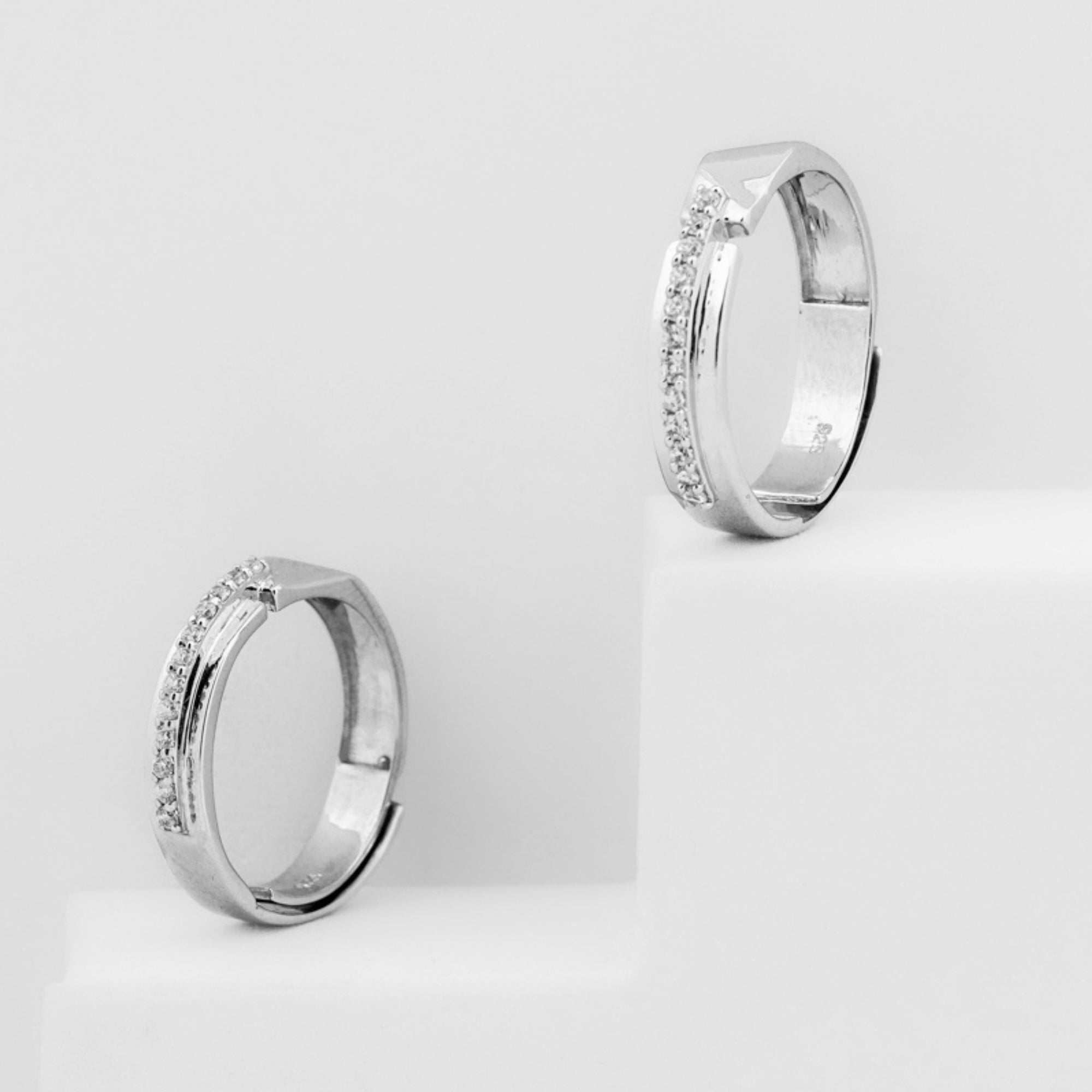 Sterling Silver Couple Band Ring Set