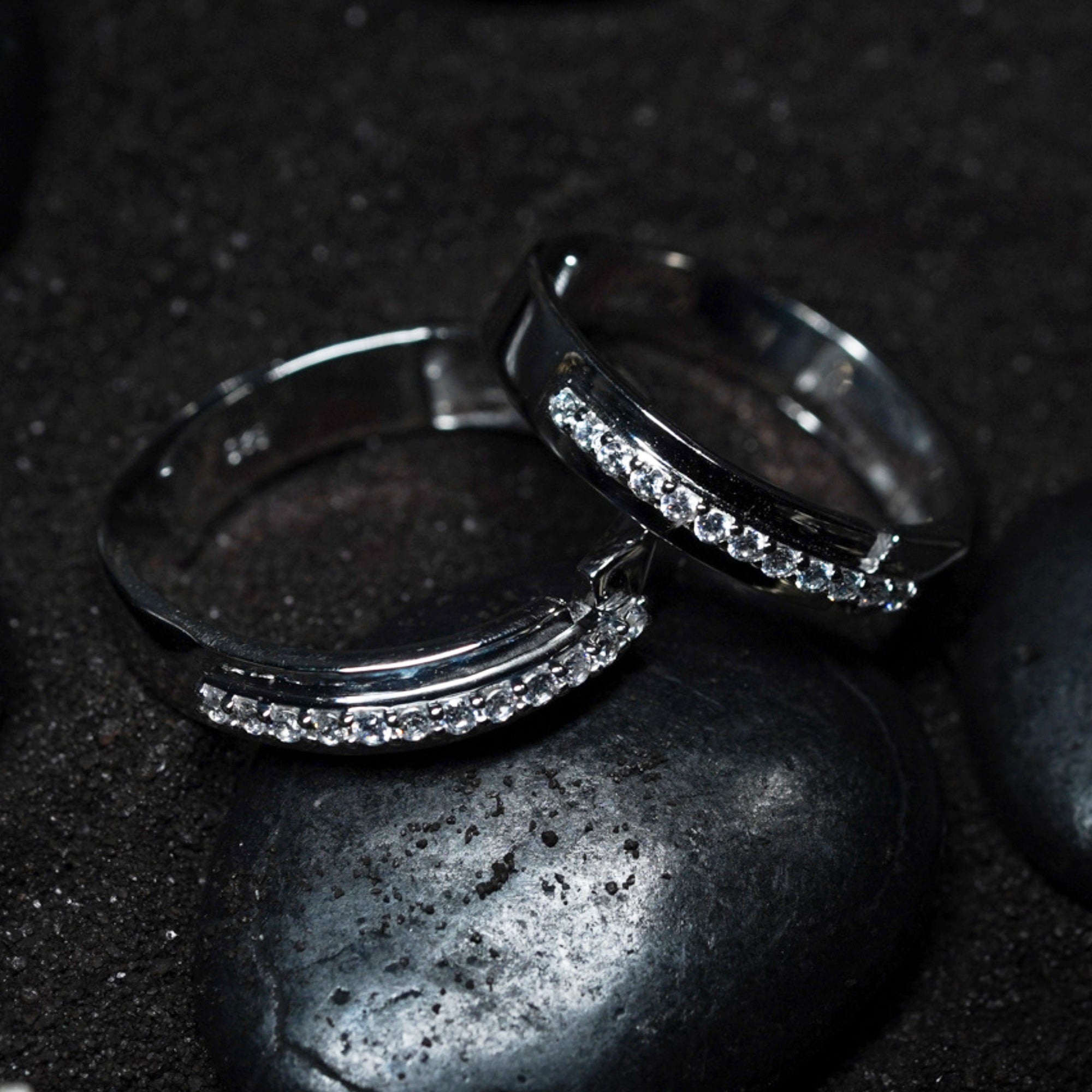 Sterling Silver Couple Band Ring Set