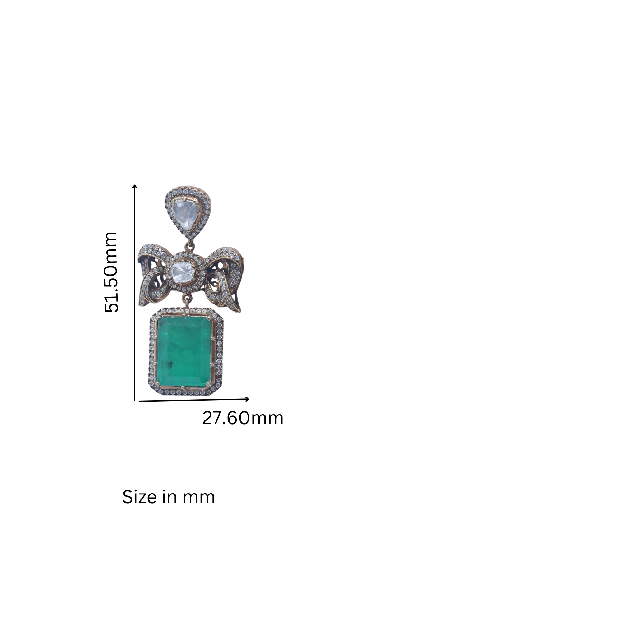 Jhansi Lakshmi Polki Emerald Dangler