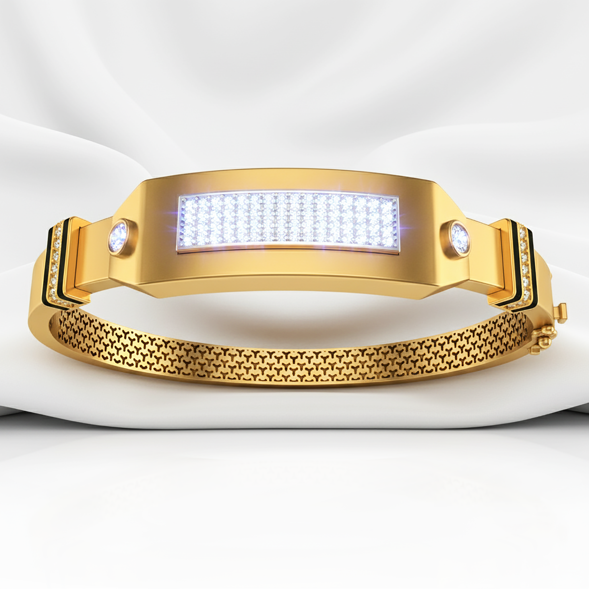 Men’s Yellow Gold Pave Kada