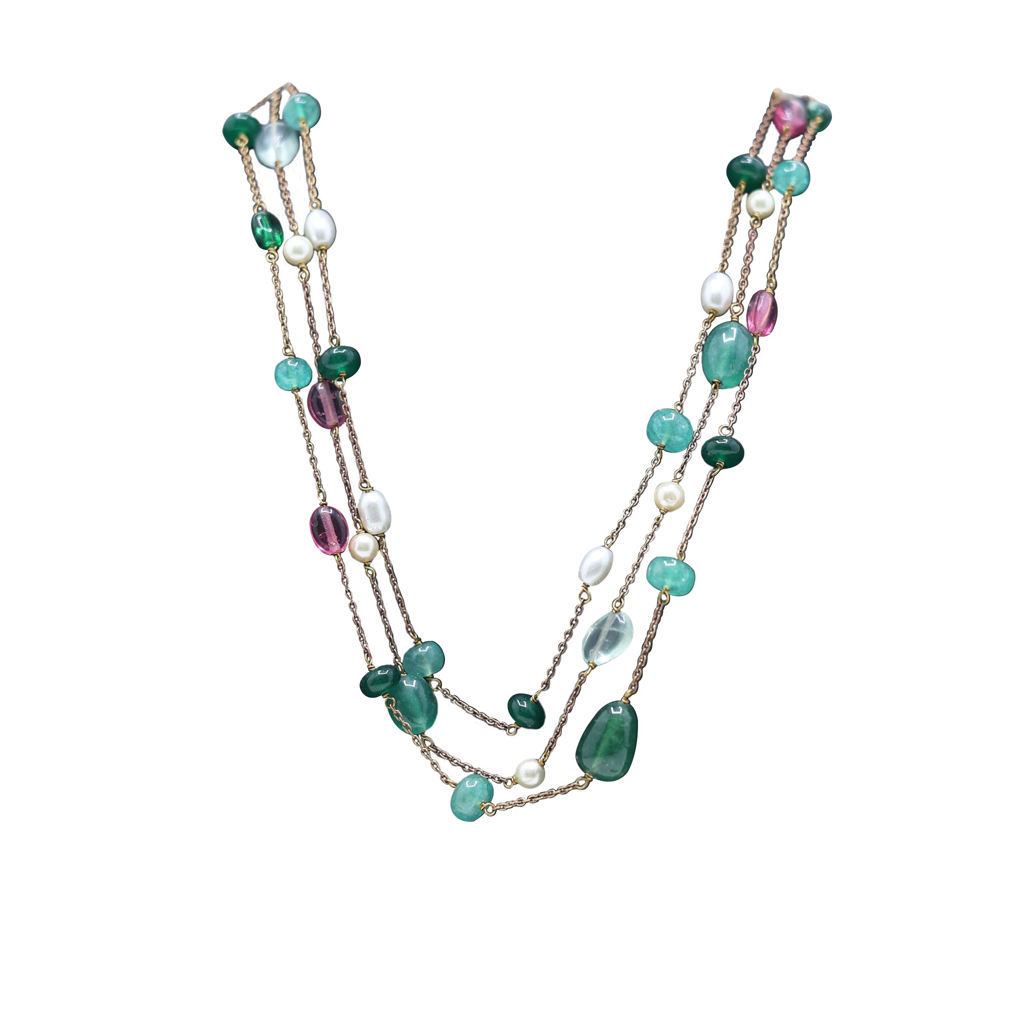 Three Layer Multi Color Beads Necklace
