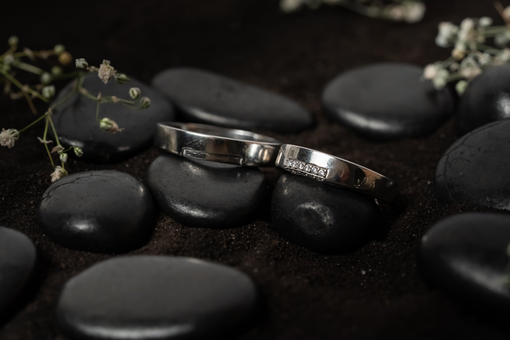 Sparkling Silver Couple Rings