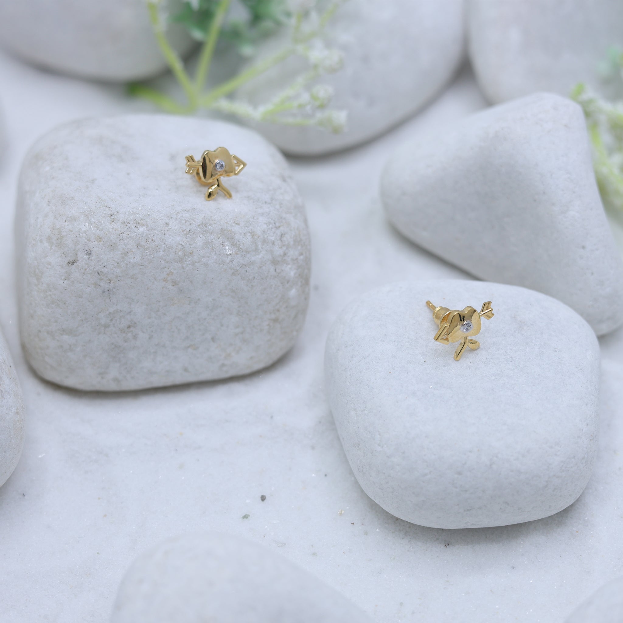 Apple Arrow Yellow Gold Silver Playful Earring for Kids