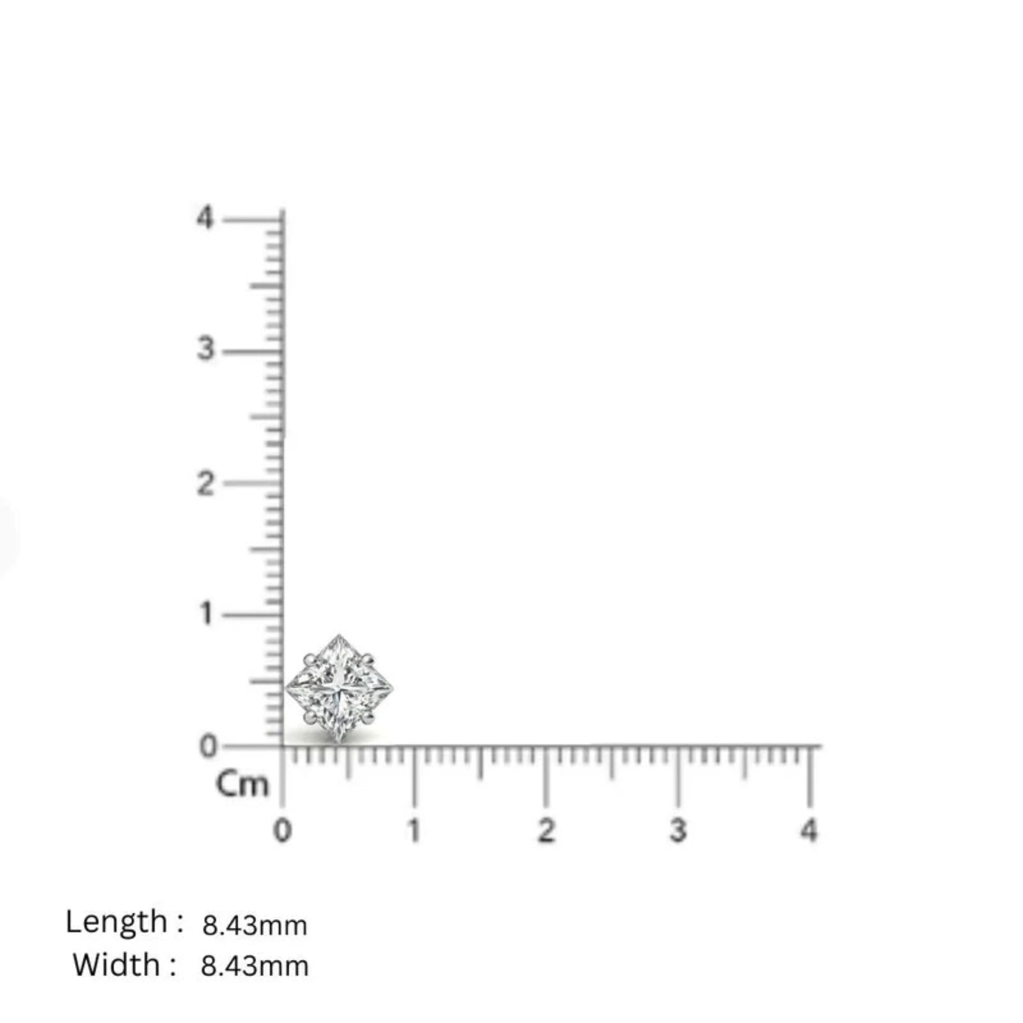 Square Princess Cut White Gold Silver Sophisticated Elegant Earring For Woman