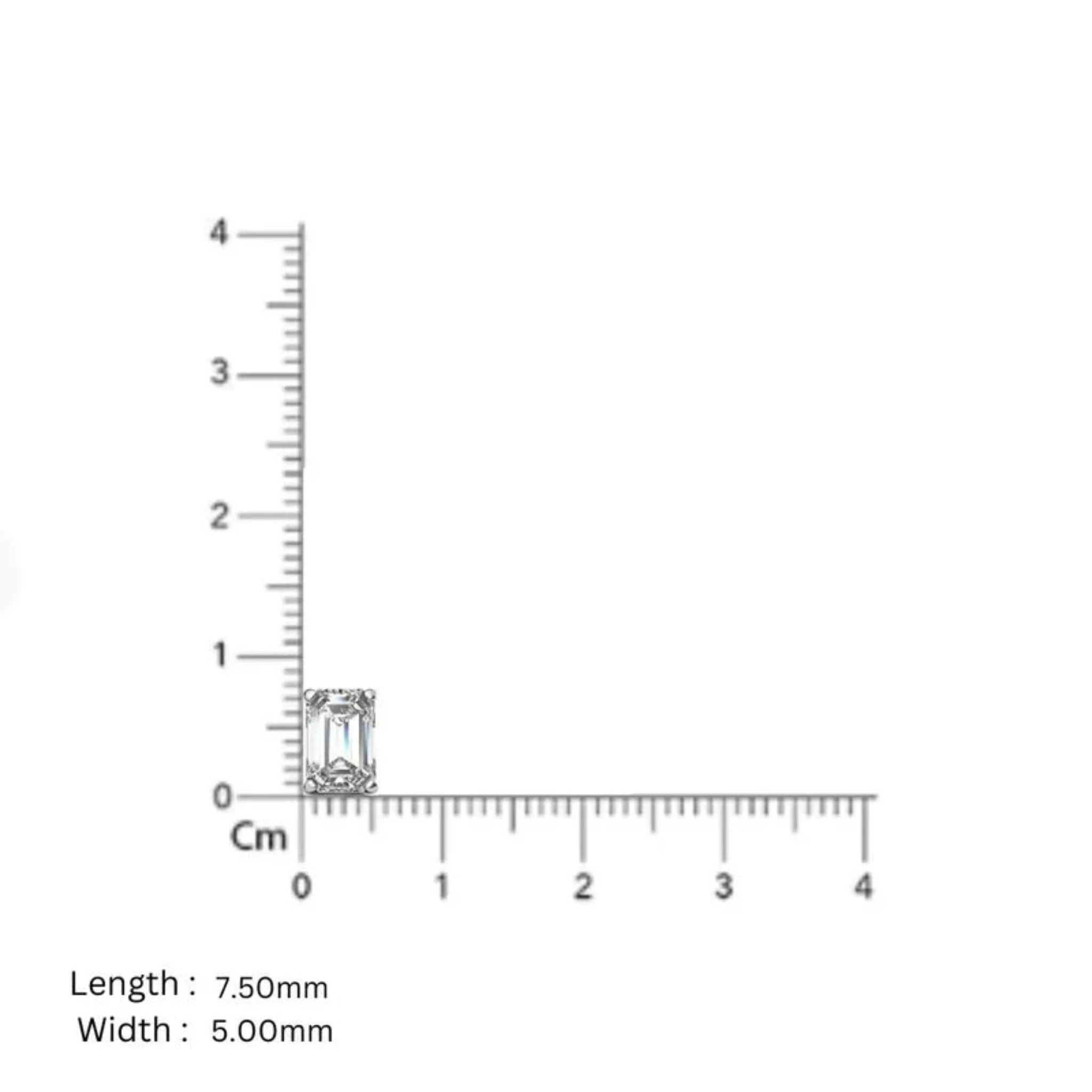 Rectangular Solitaire White Gold Silver Prong Set Earring For Woman