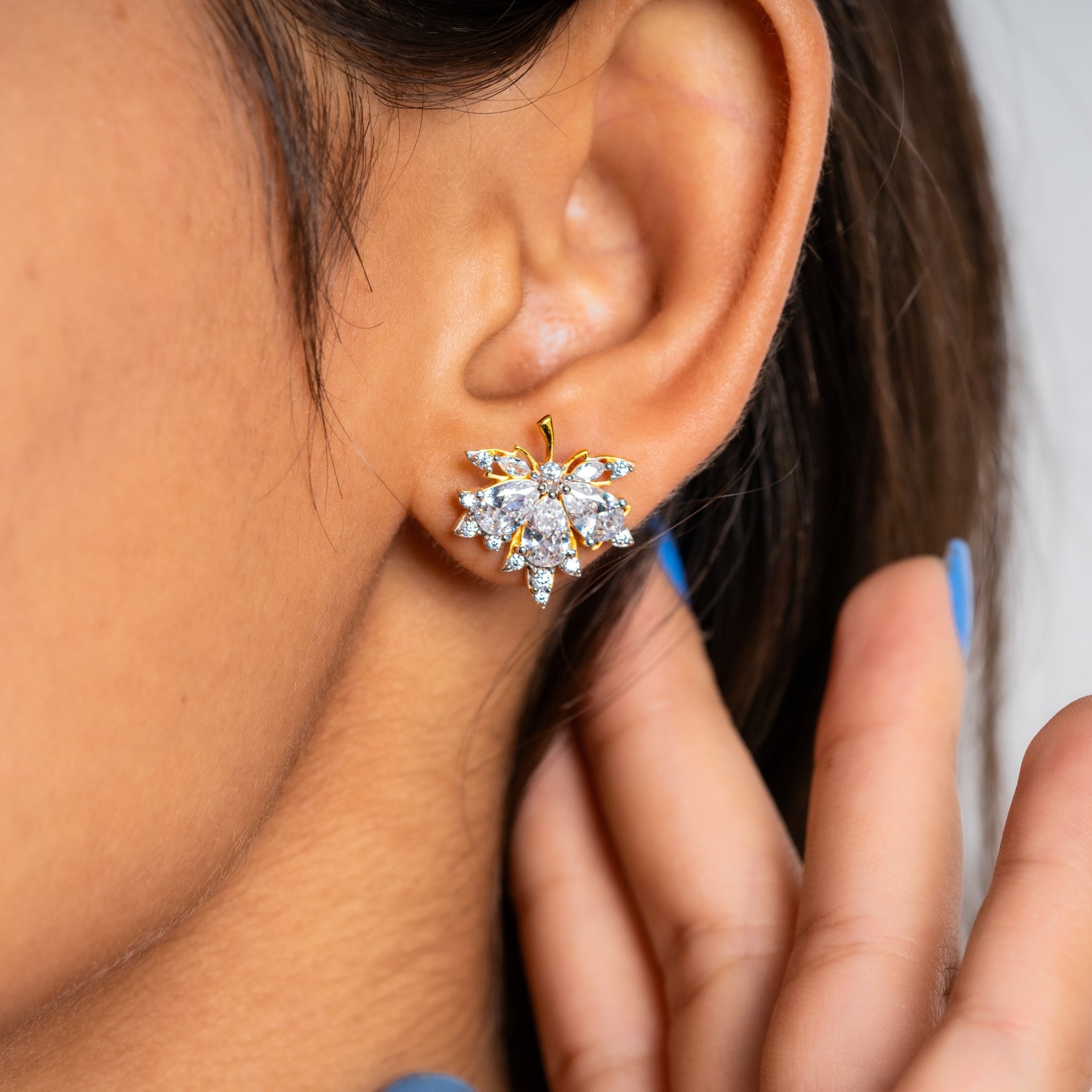 Crystal Maple Leaf Stud Earrings