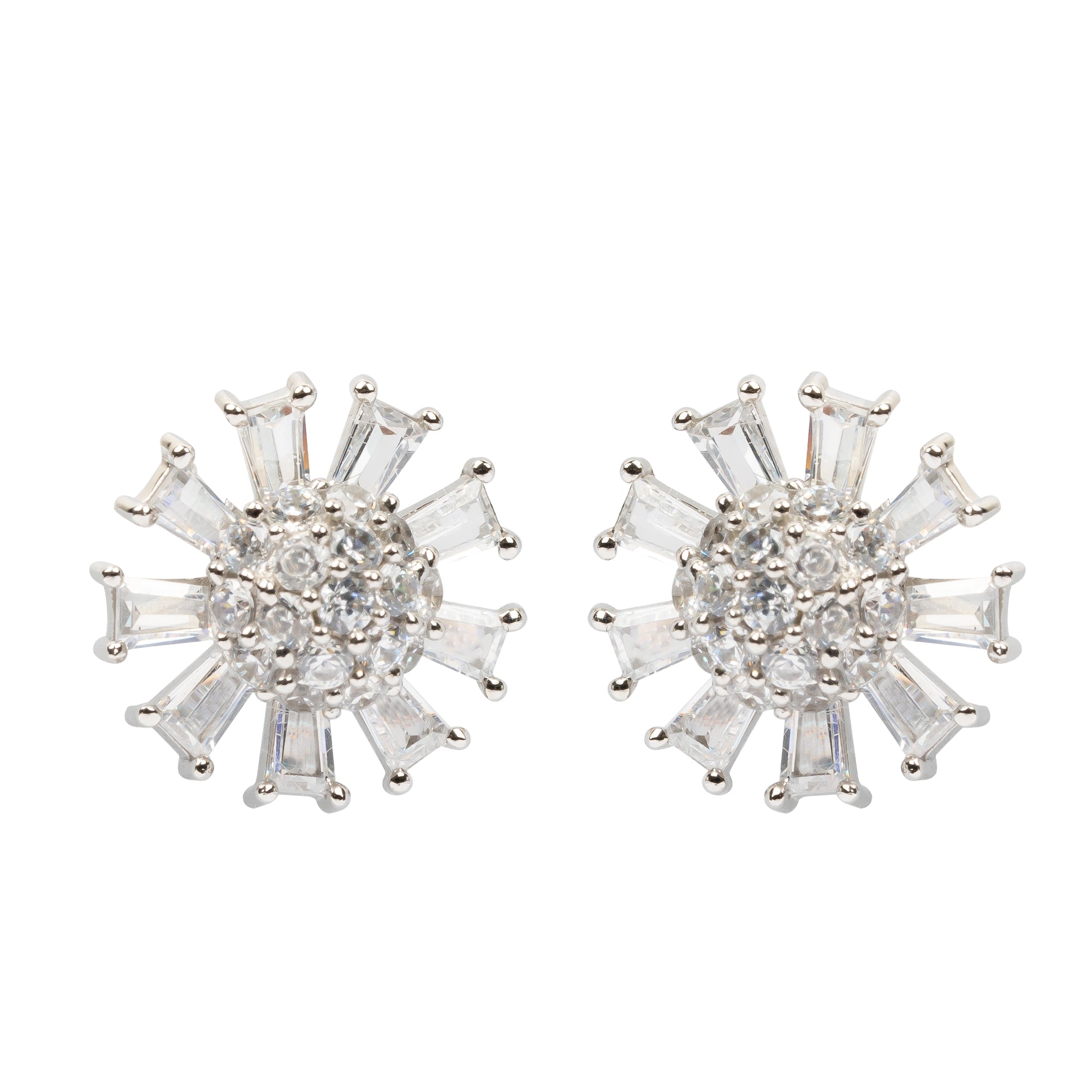 Baguette Diamond Floral Earrings