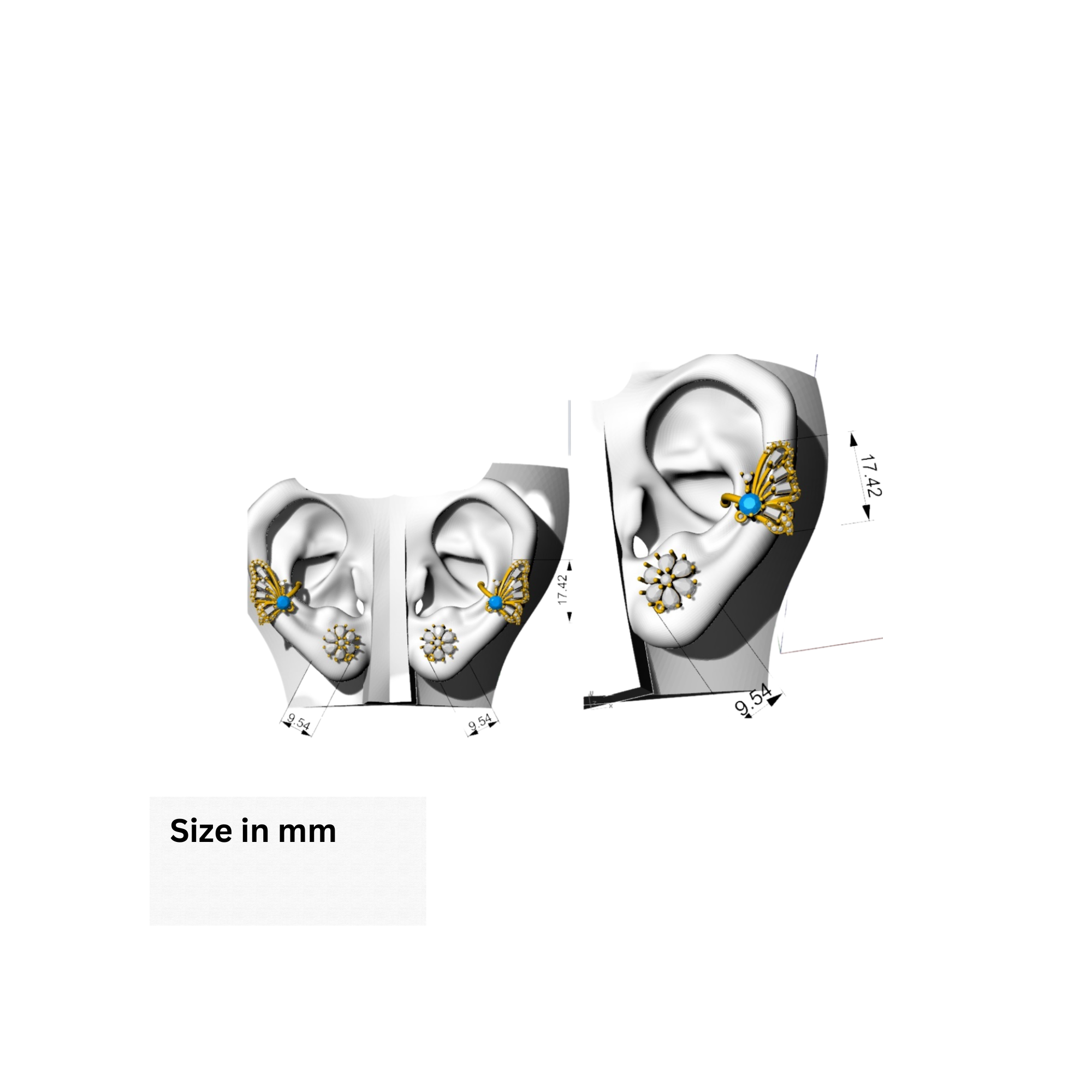 Elegant Yellow Gold Plated Butterfly Earrings