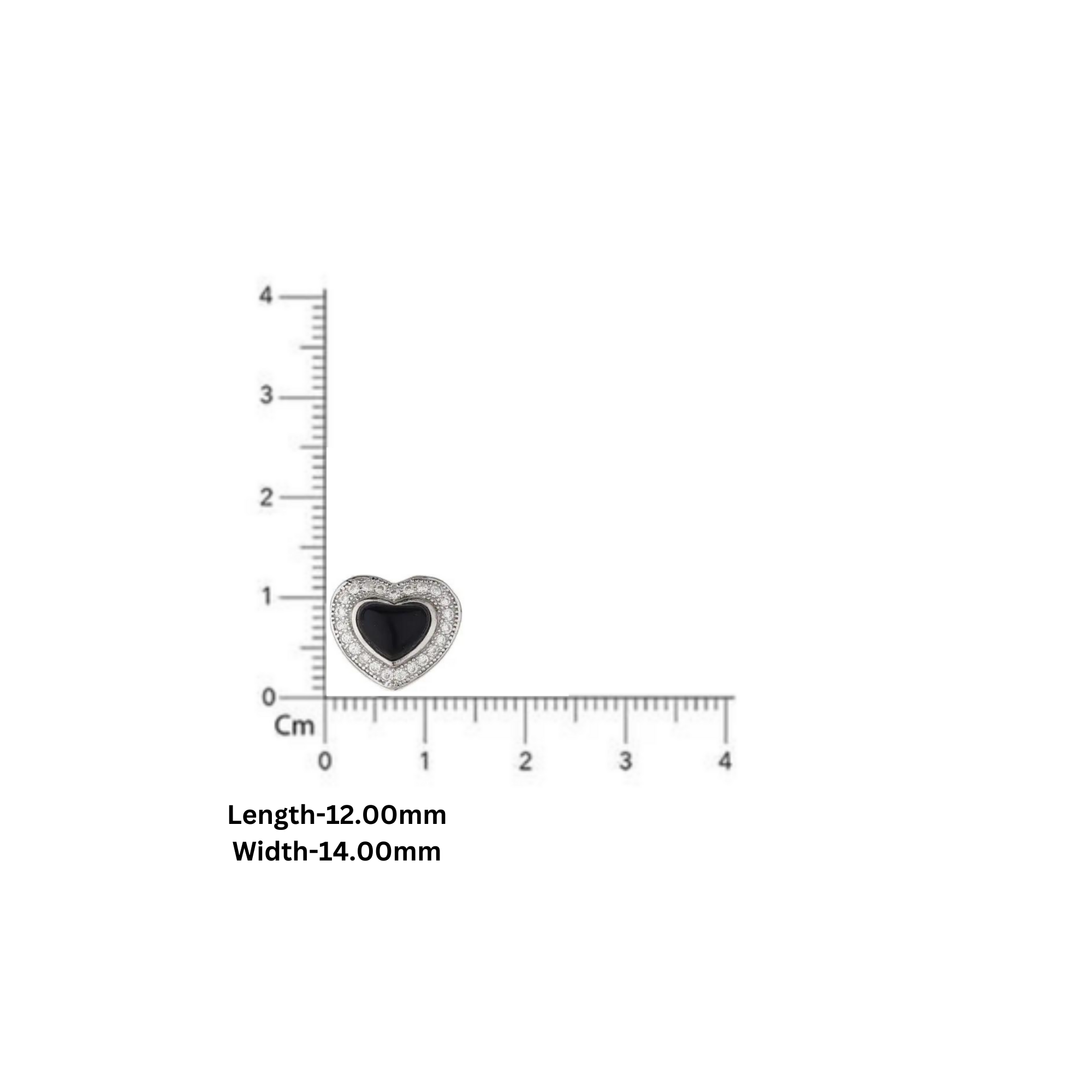 Silver Black Onyx Heart Double Layer Petite Stud White Gold Earring For Woman