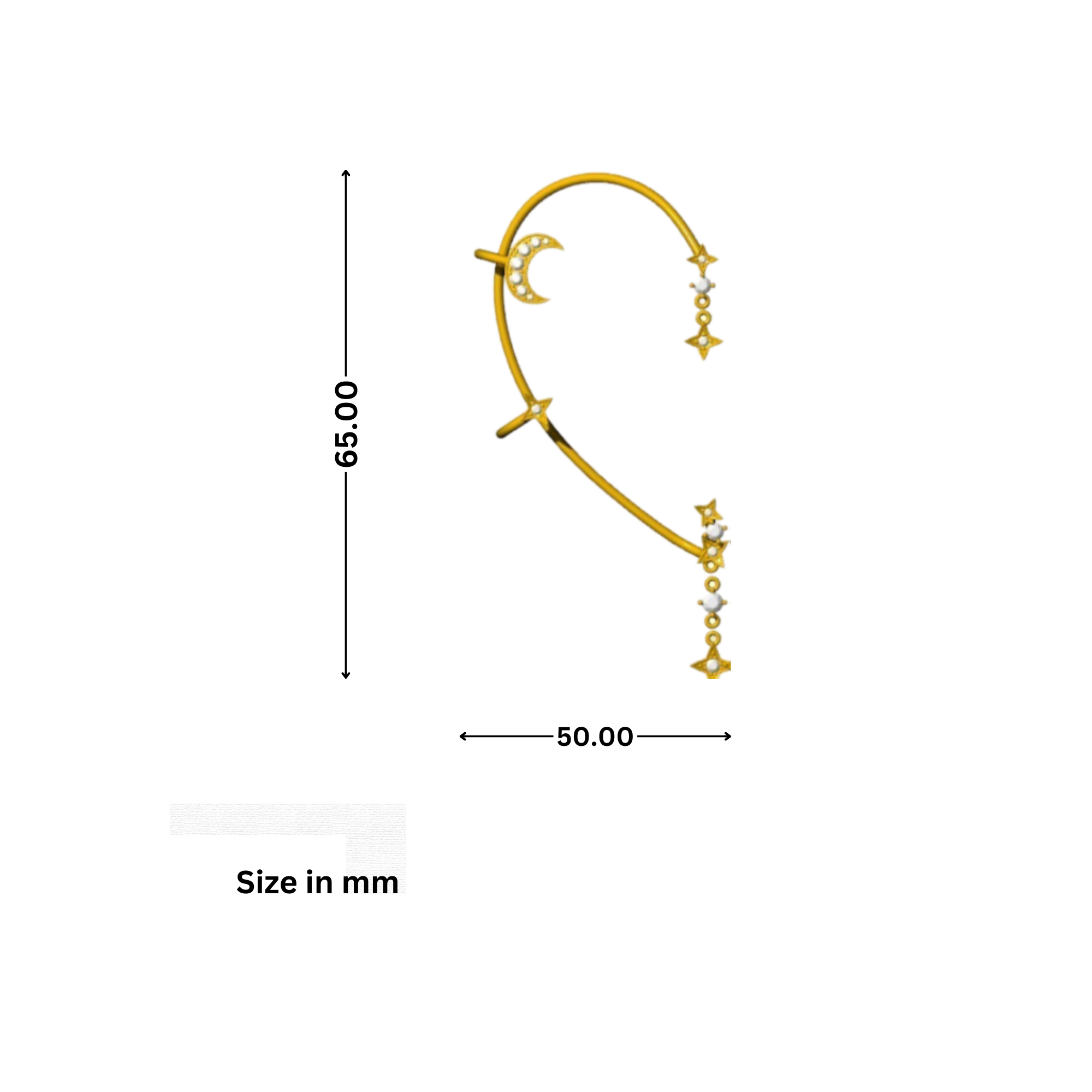 Silver Moon Star Ear Cuffs