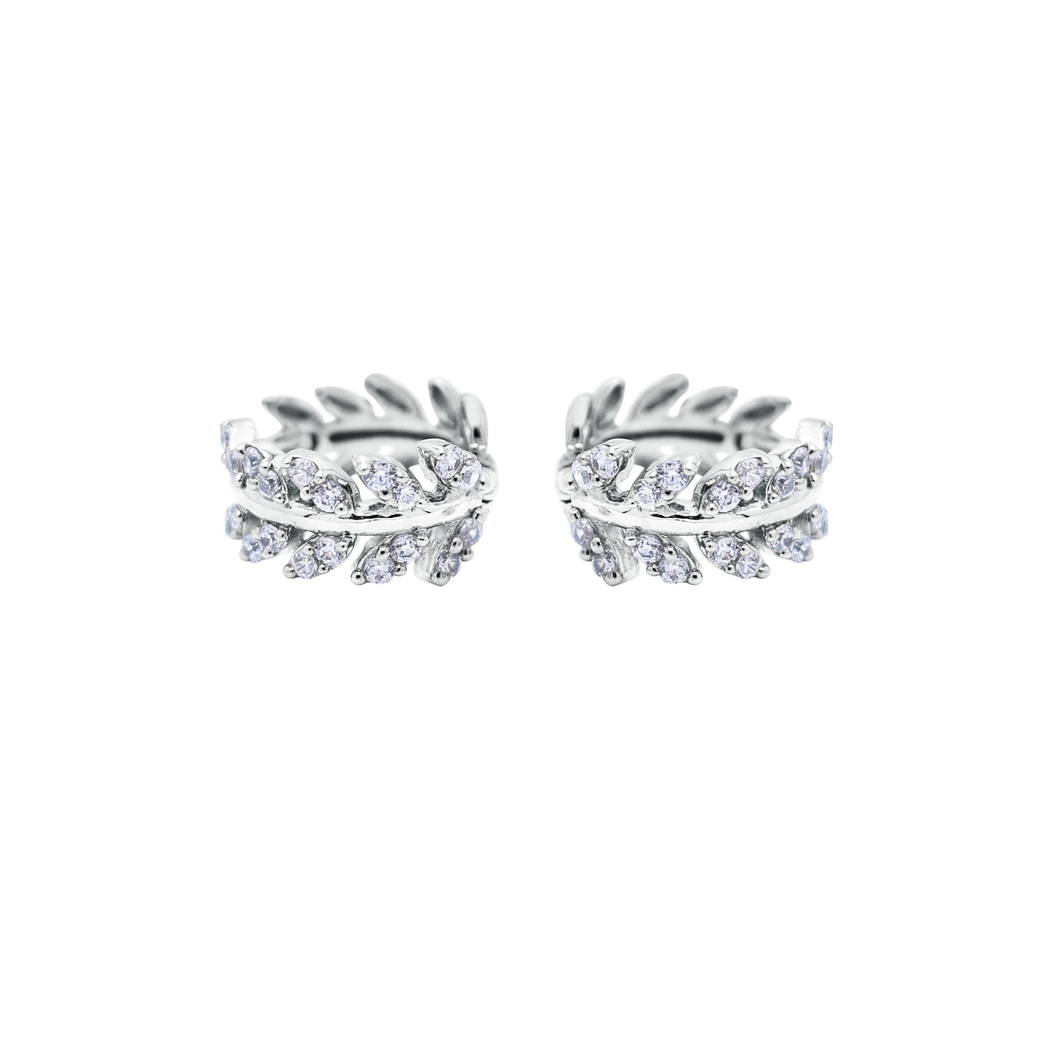 White Gold Plated Leaf Earrings