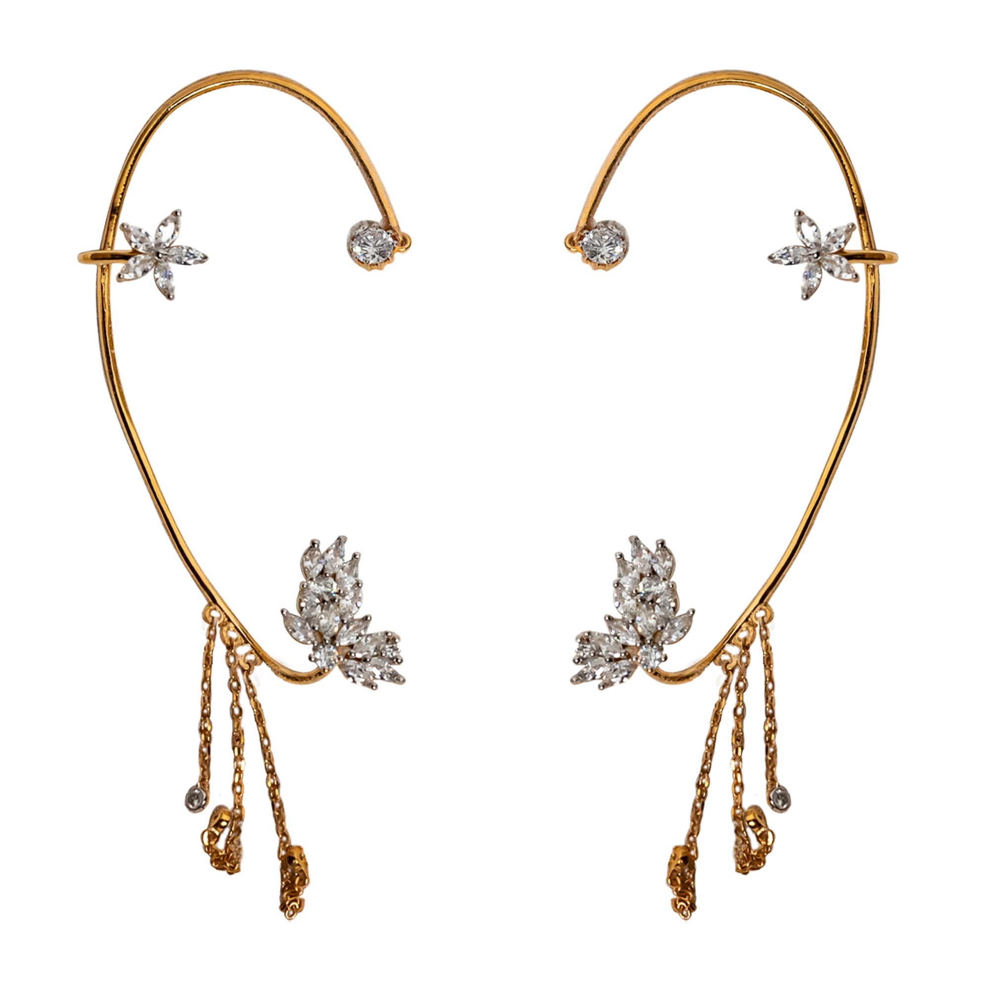 Floral Wing Diamond Ear Cuffs