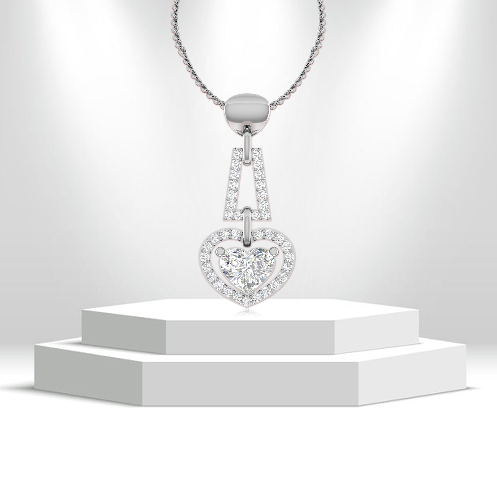 White Gold Dual Heart Pendant