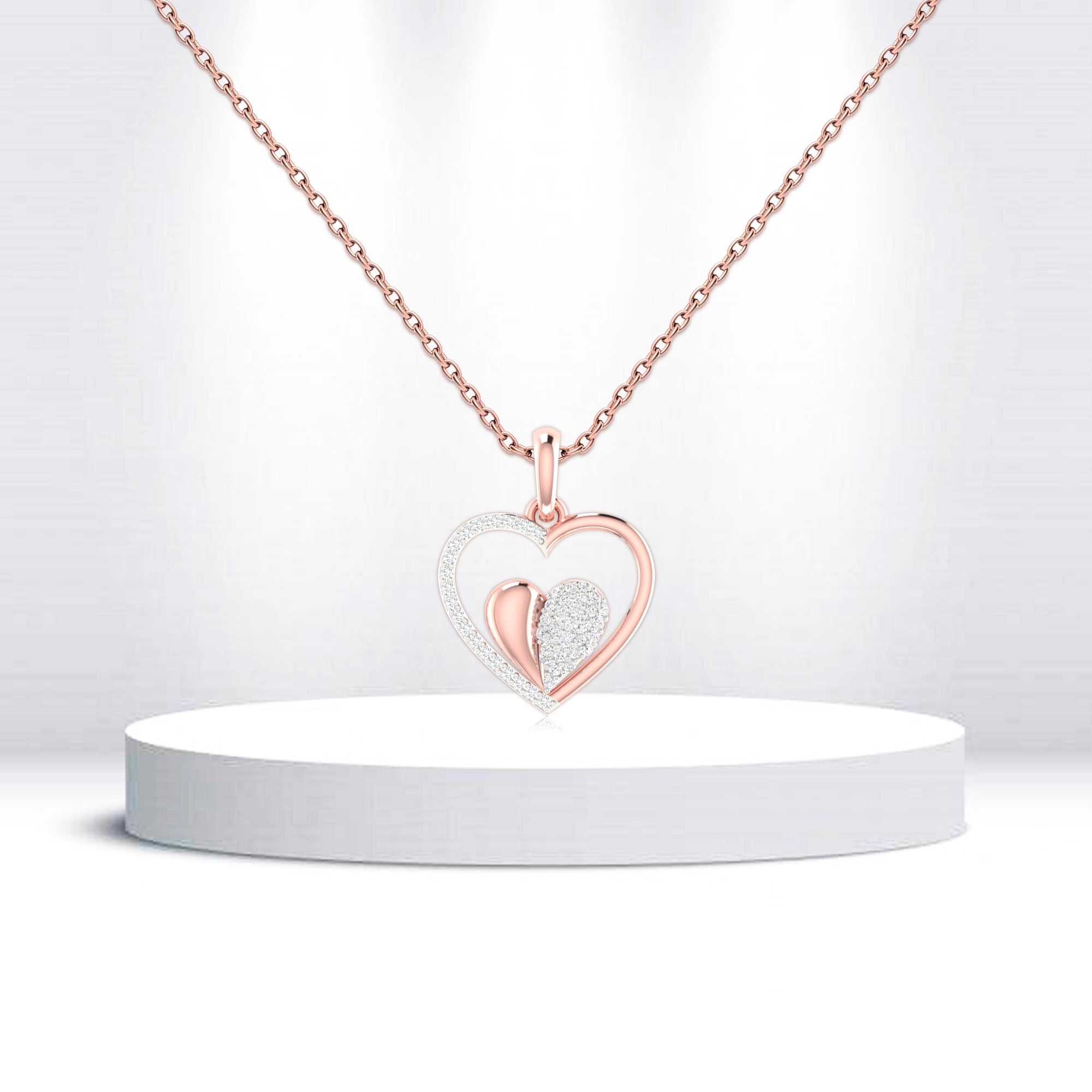 Double Heart Rose Gold Pendant