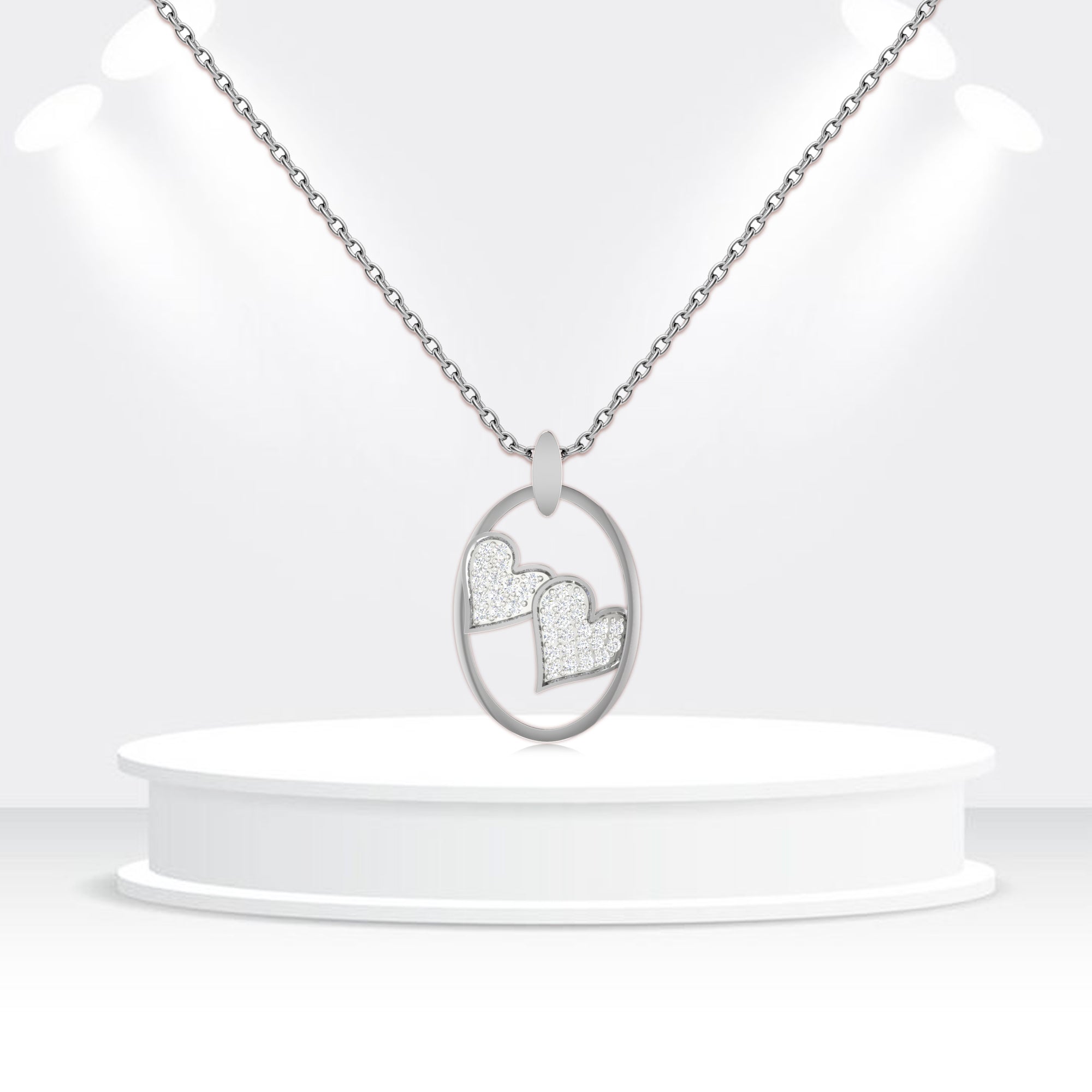 Twin Heart Pendant in Sterling Silver