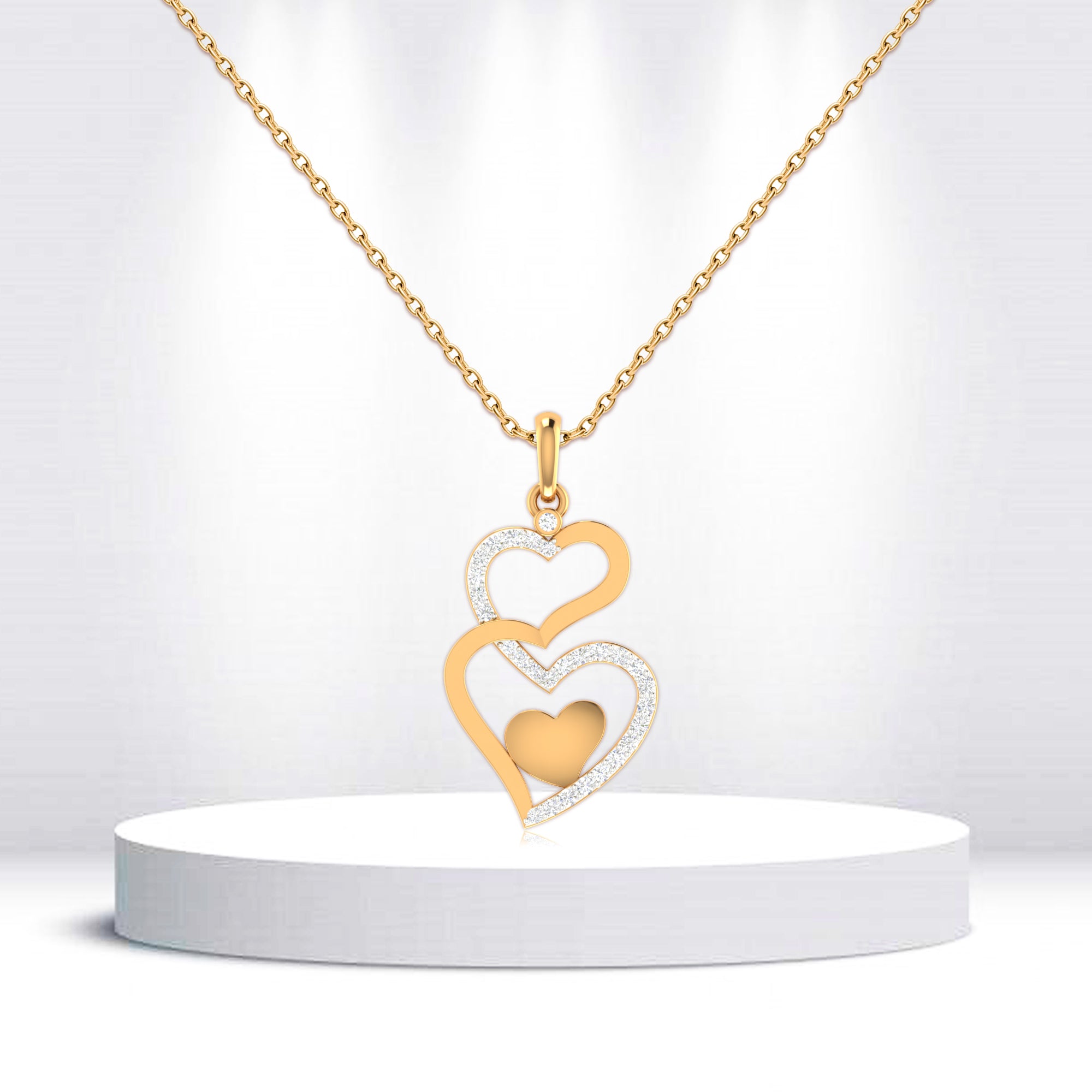 Gold Plated Triple Heart Pendant