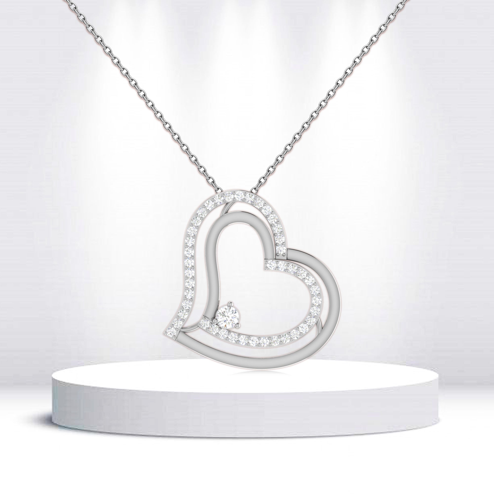 Twin Hearts Embrace Silver Pendant