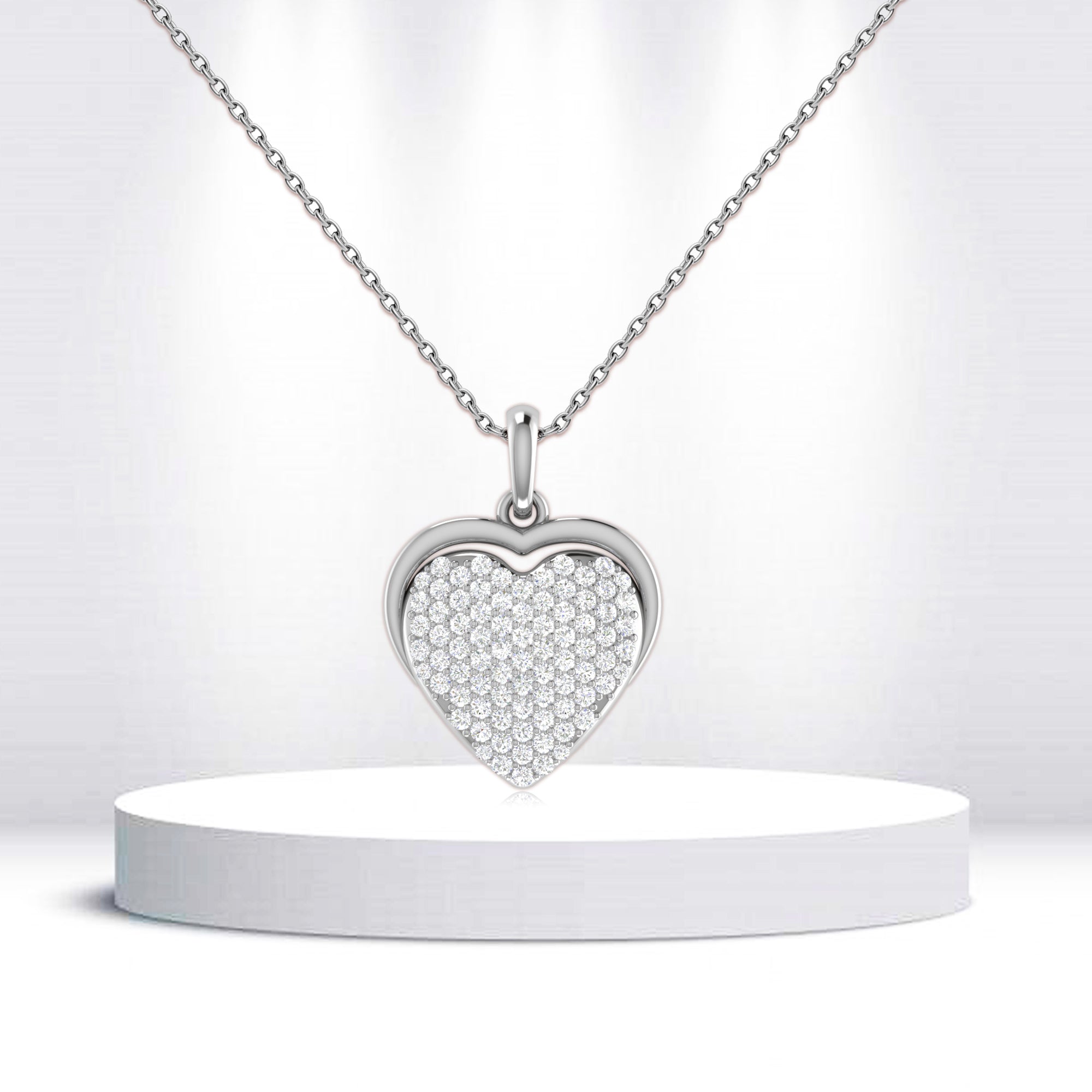 Sterling Silver Heart Diamond Pendant