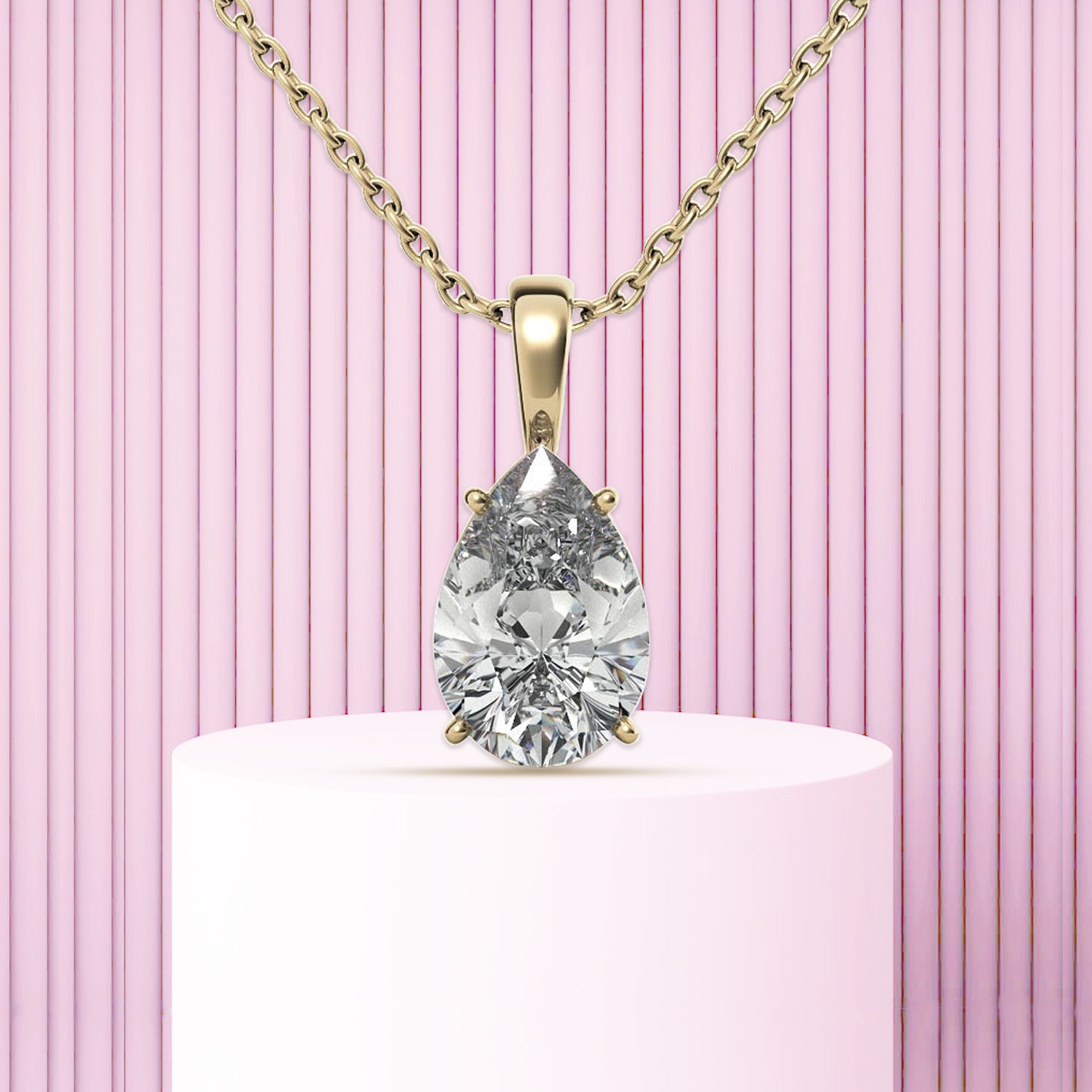 Yellow Gold Plated Pear Cut Pendant