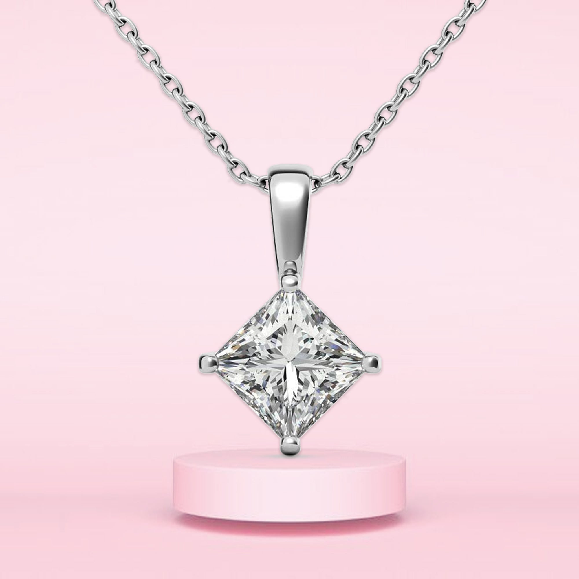 Princess Cut Sterling Silver Pendant