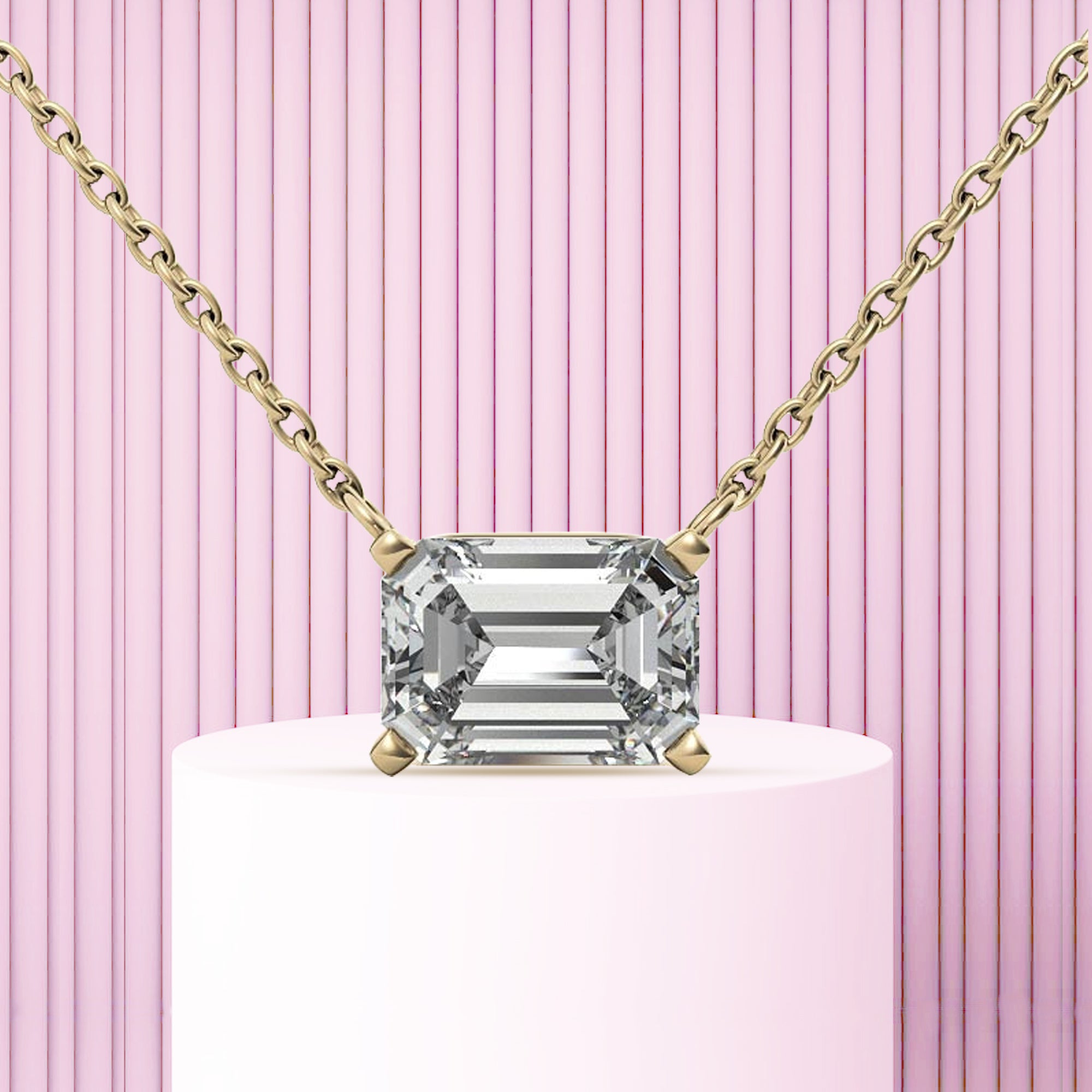Solitaire Emerald Cut Pendant for Women