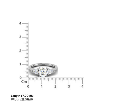 Trio Diamond White Gold Adjustable Silver Modern Ring For Women