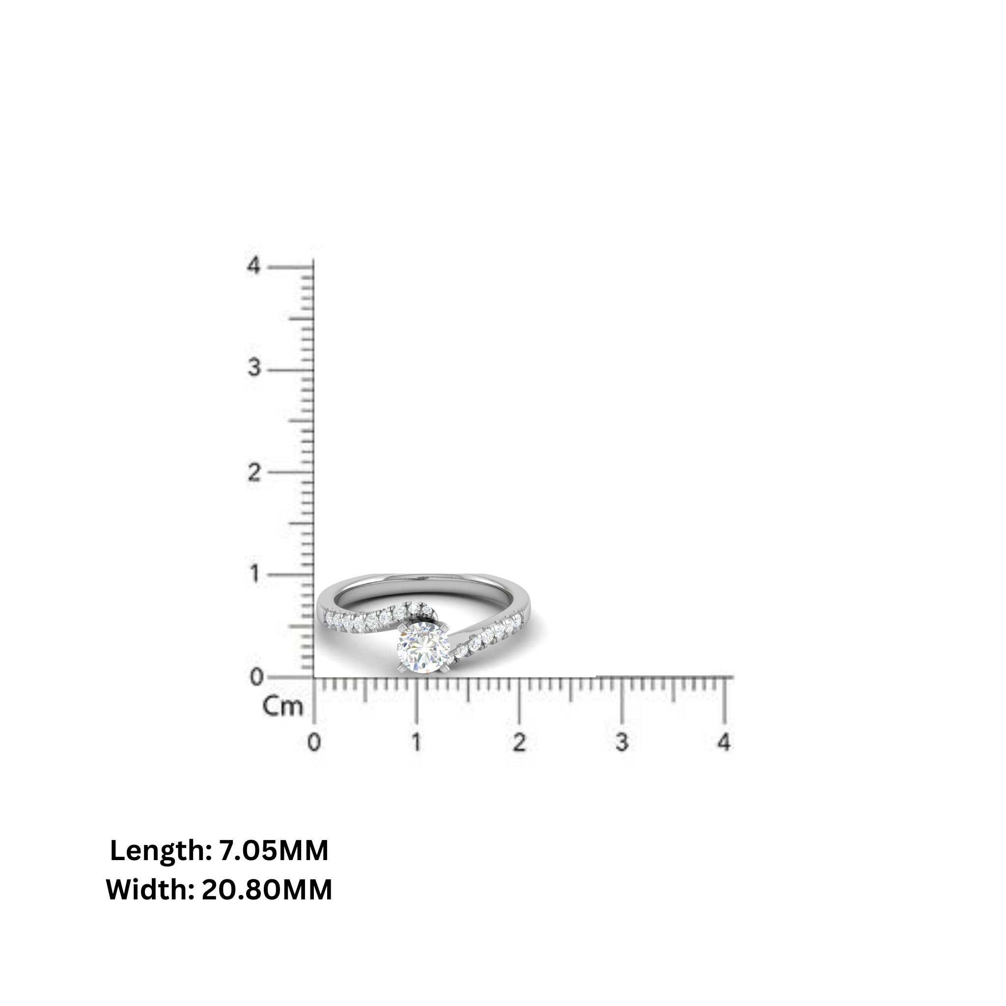 White Gold Adjustable Silver Pave Twisted Round Diamond Ring For Woman