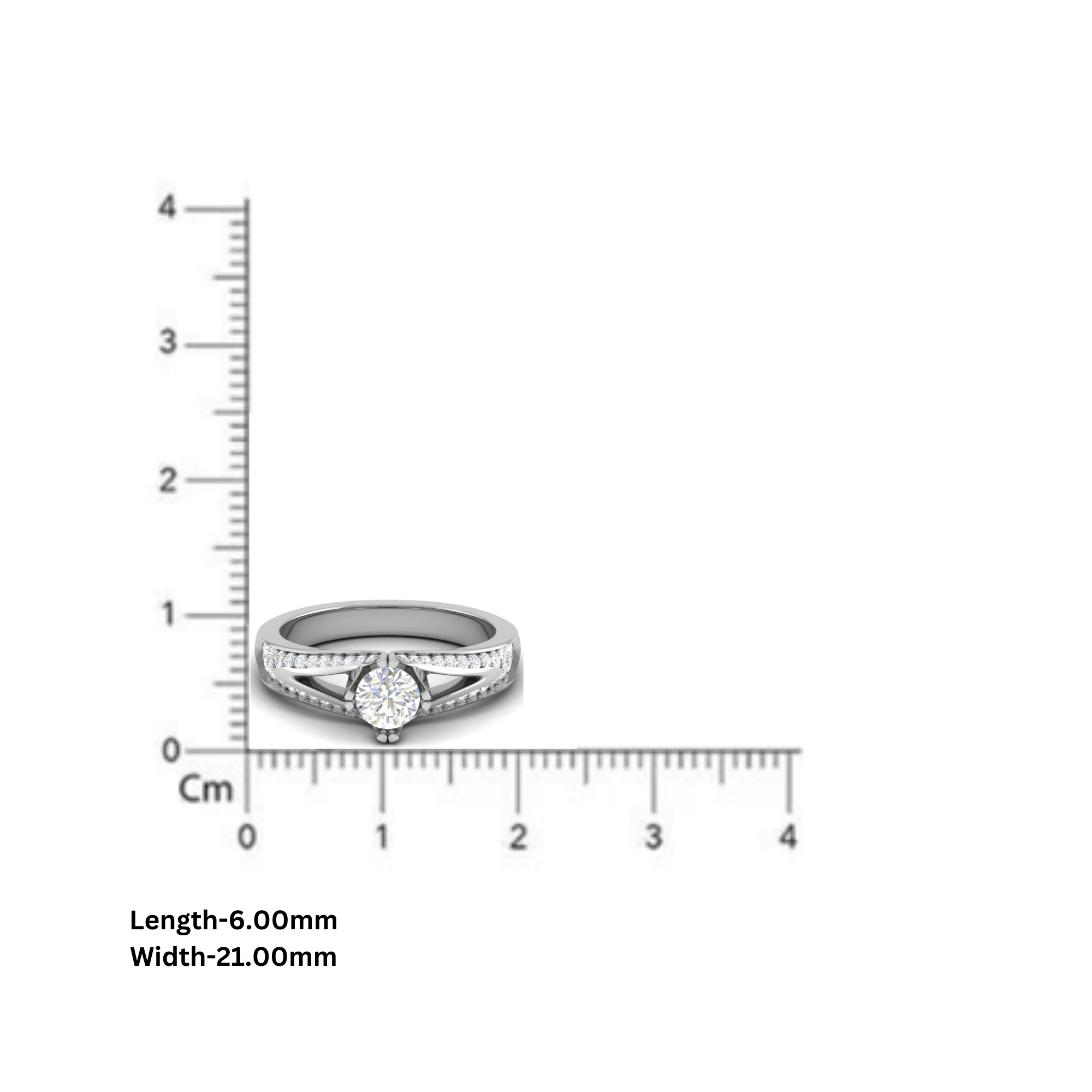 White Gold Adjustable Silver Open Split Shank Bridal Round Cut Ring For Woman